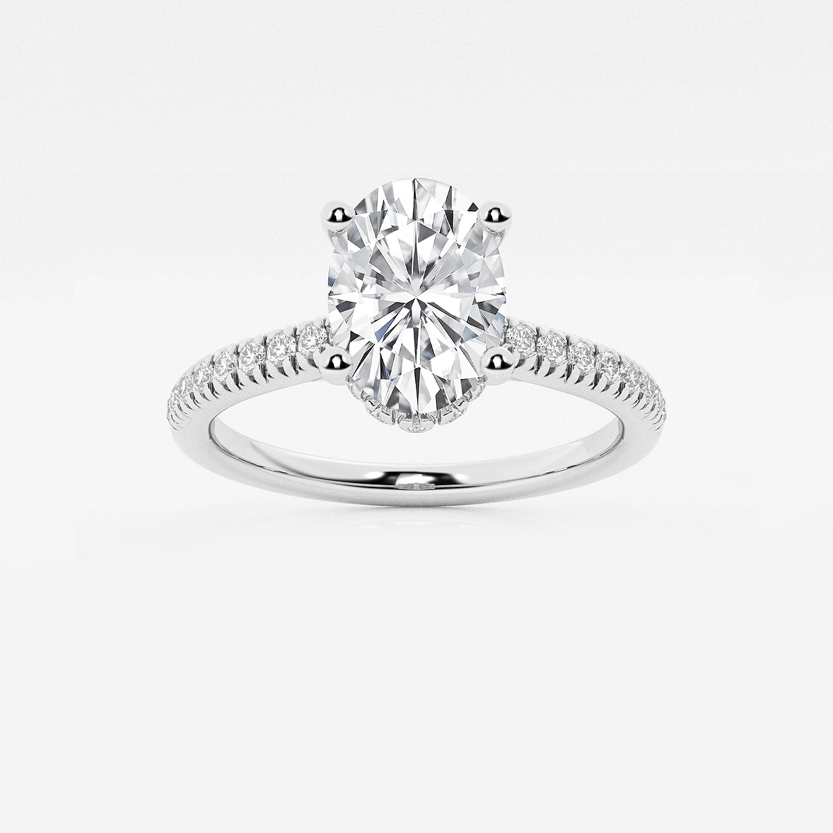 1 7/8 ctw Oval Lab Grown Diamond Hidden Halo Engagement Ring