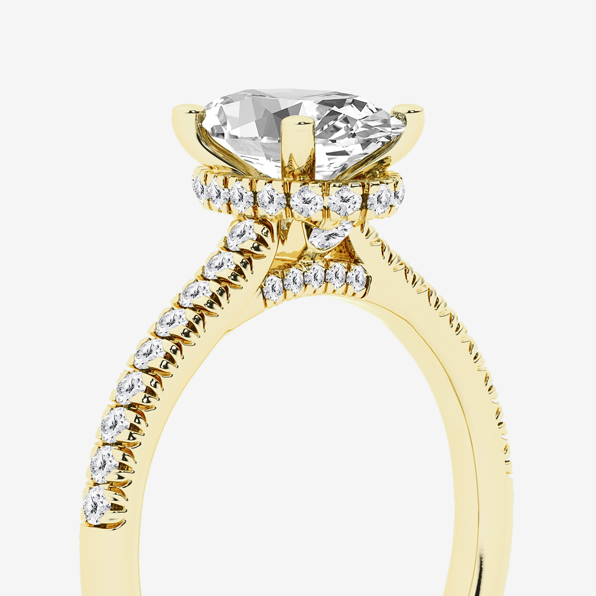 Additional Image 2 for  1 7/8 ctw Oval Lab Grown Diamond Hidden Halo Engagement Ring