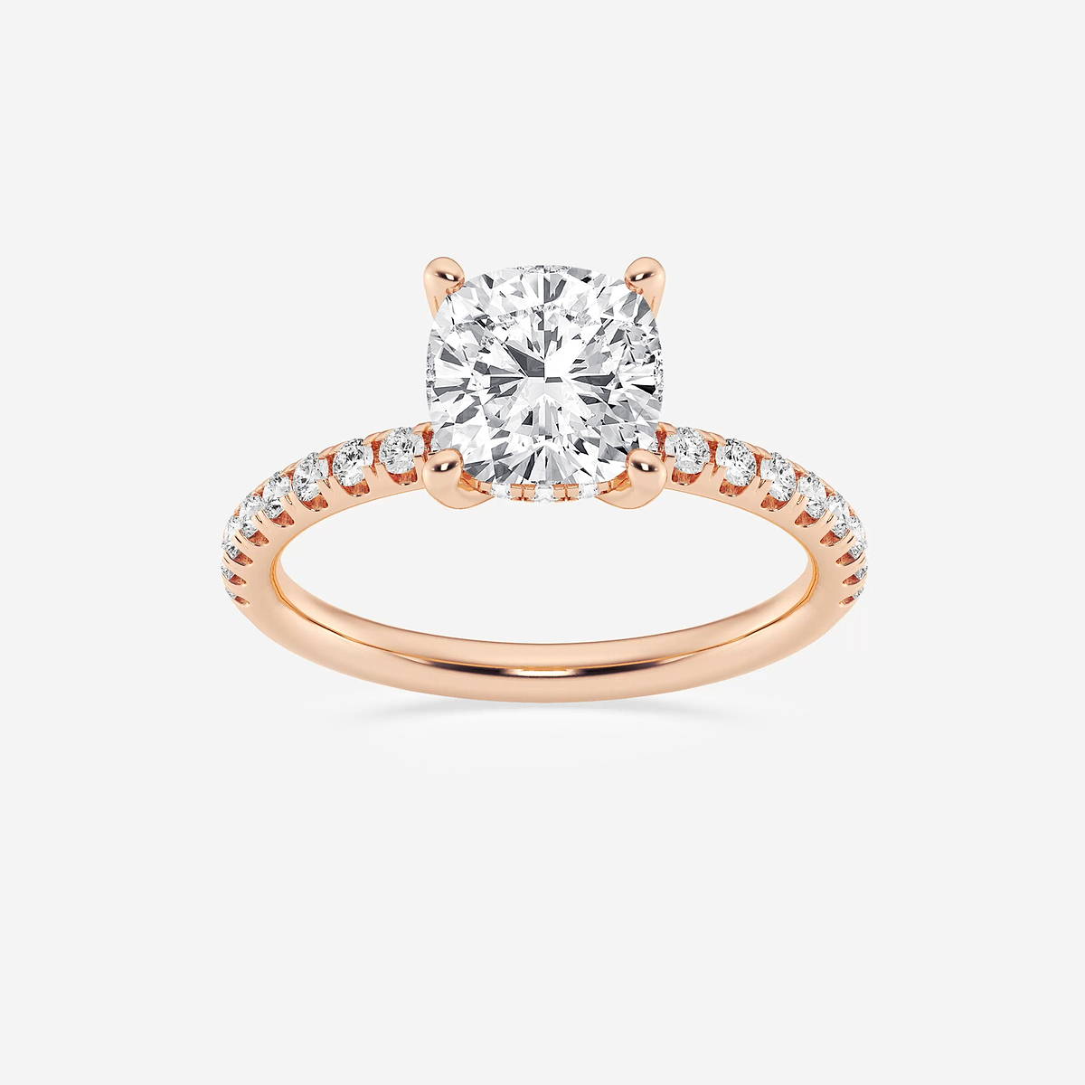 2 2/5 ctw Cushion Lab Grown Diamond Hidden Halo Engagement Ring
