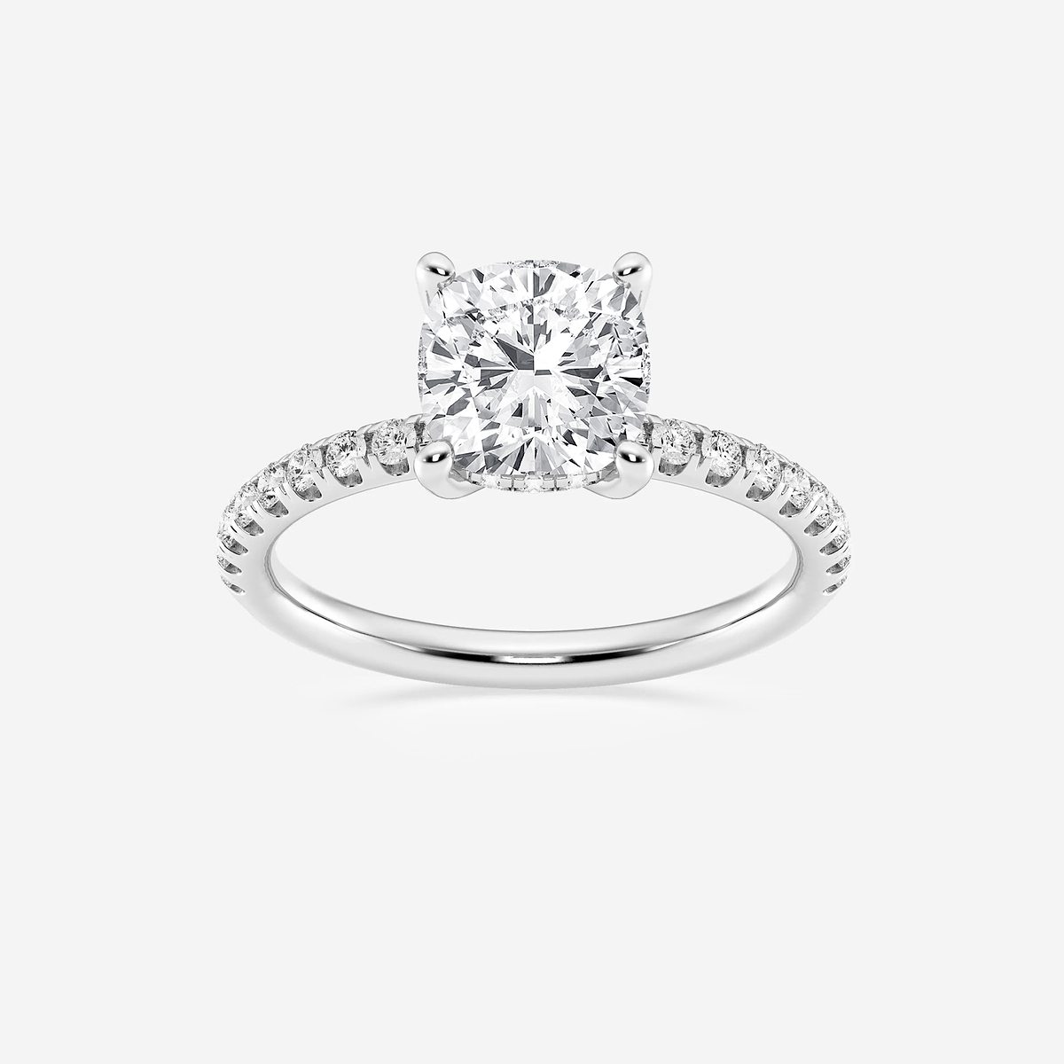 2 2/5 ctw Cushion Lab Grown Diamond Hidden Halo Engagement Ring
