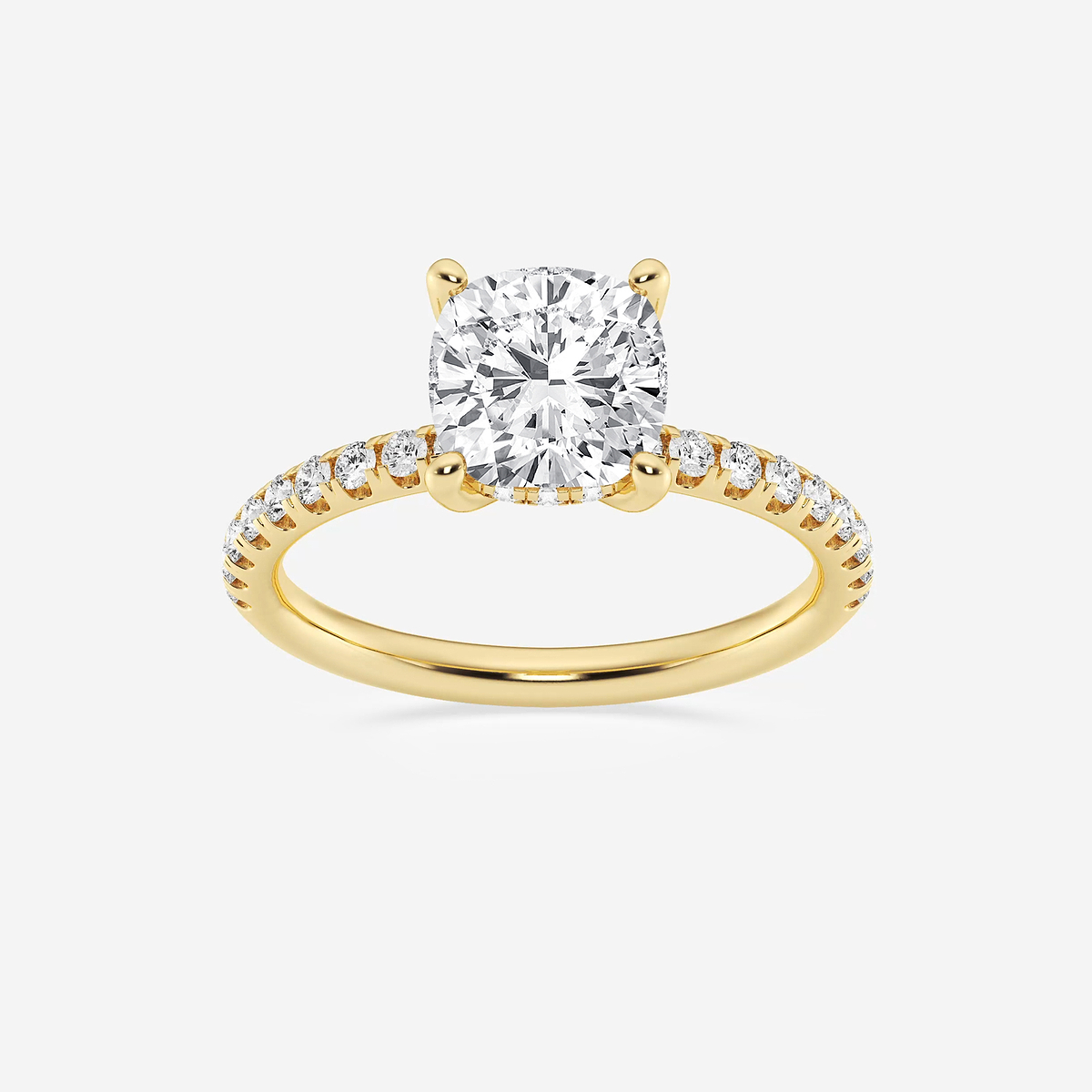 2 2/5 ctw Cushion Lab Grown Diamond Hidden Halo Engagement Ring