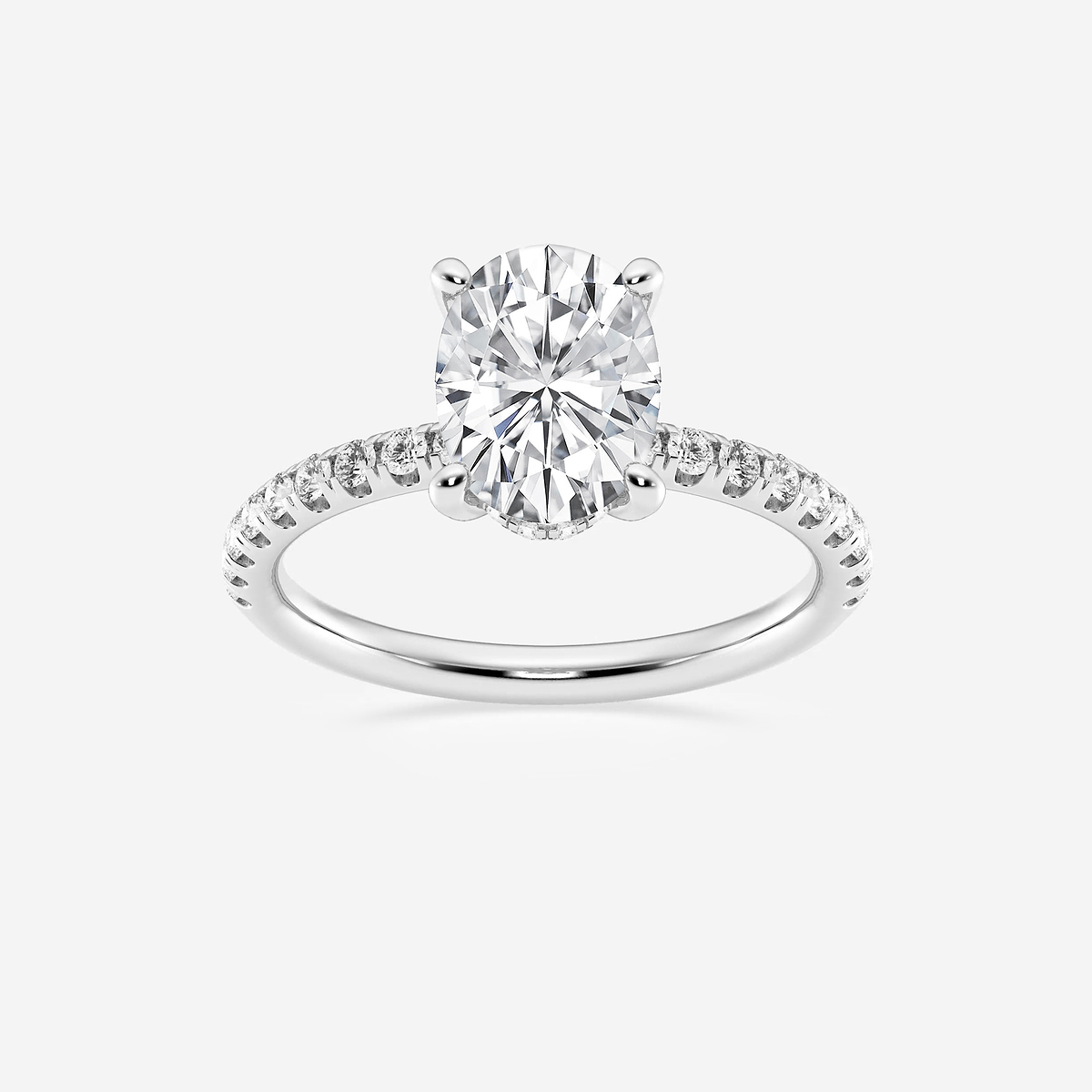 2 2/5 ctw Oval Lab Grown Diamond Hidden Halo Engagement Ring