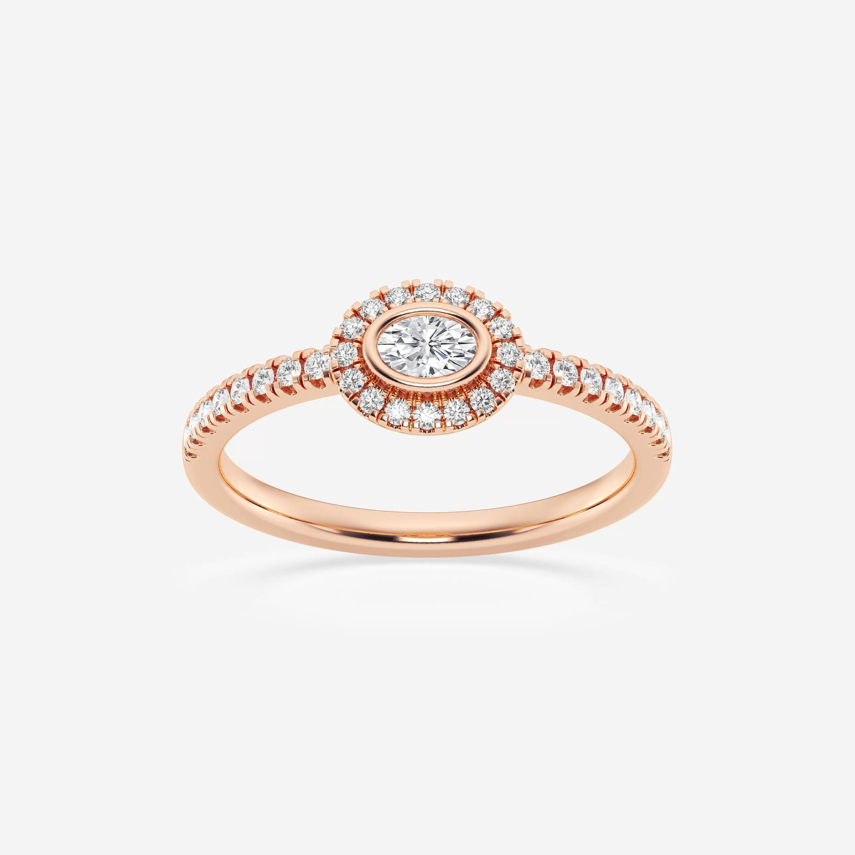 1/3 ctw Oval Lab Grown Diamond East West Halo Ring