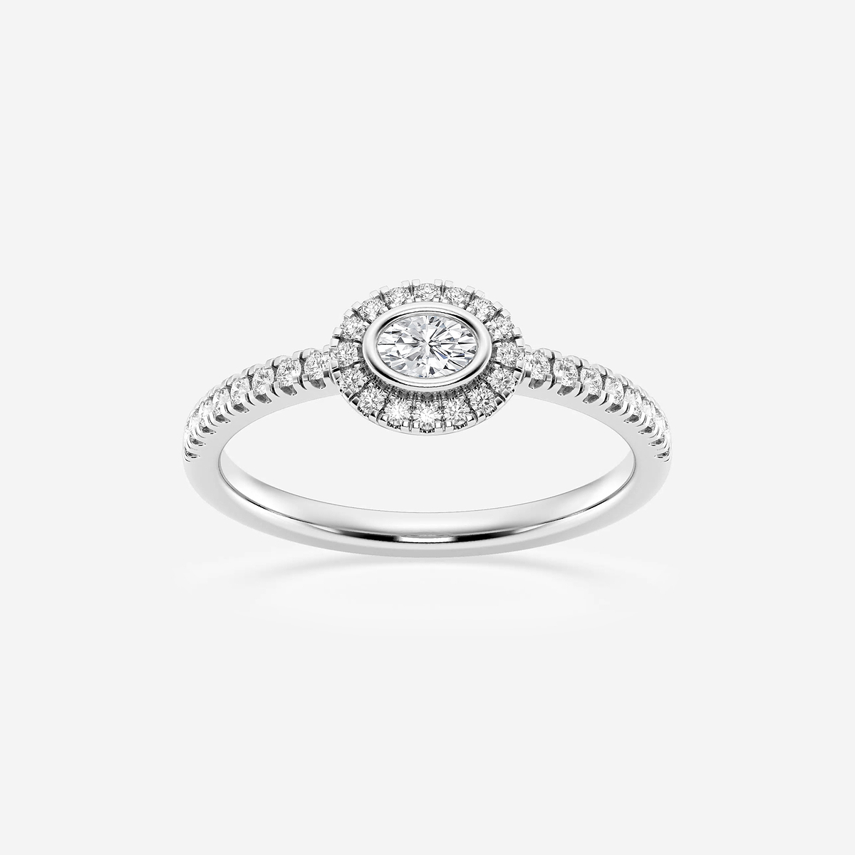 1/3 ctw Oval Lab Grown Diamond East West Halo Ring