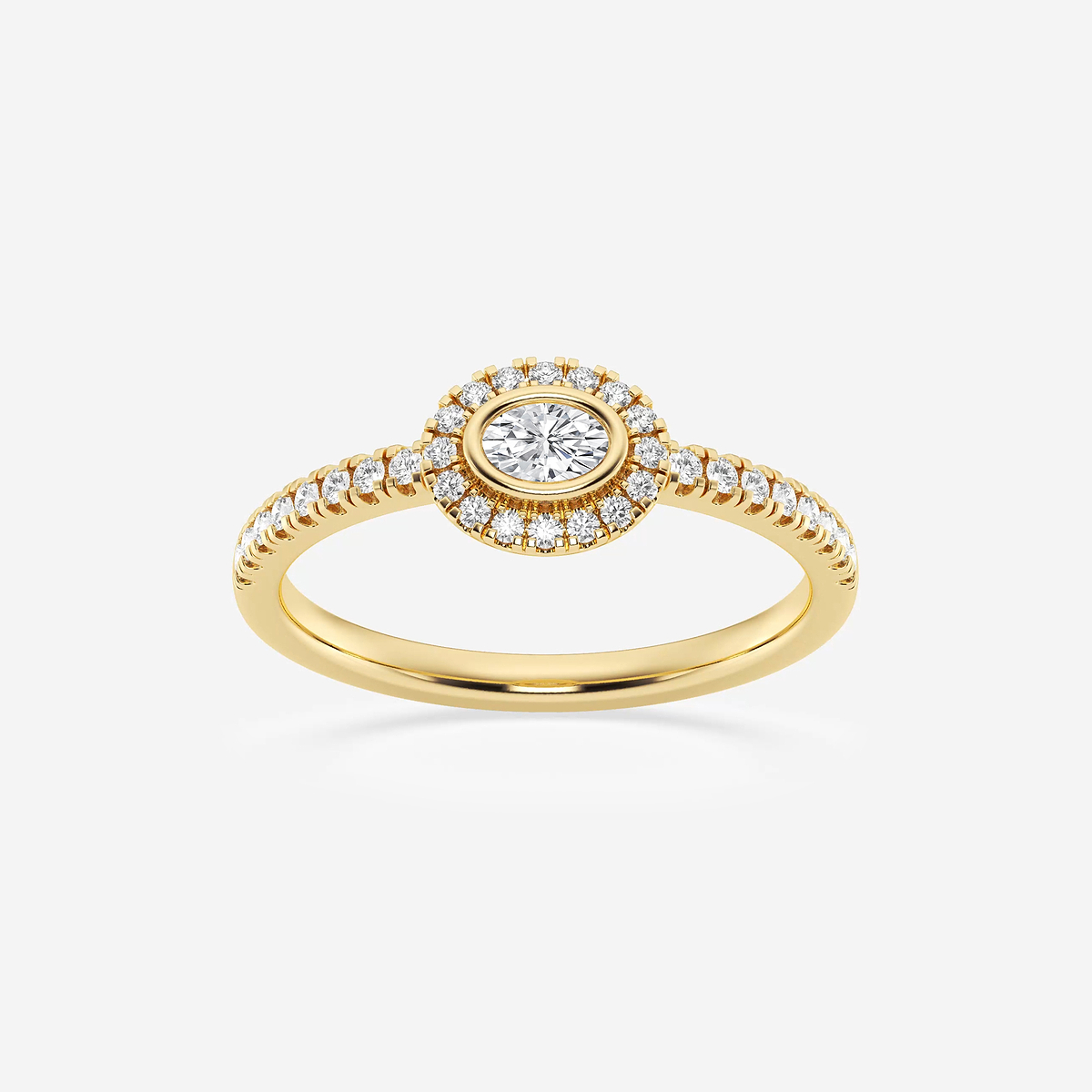 1/3 ctw Oval Lab Grown Diamond East West Halo Ring
