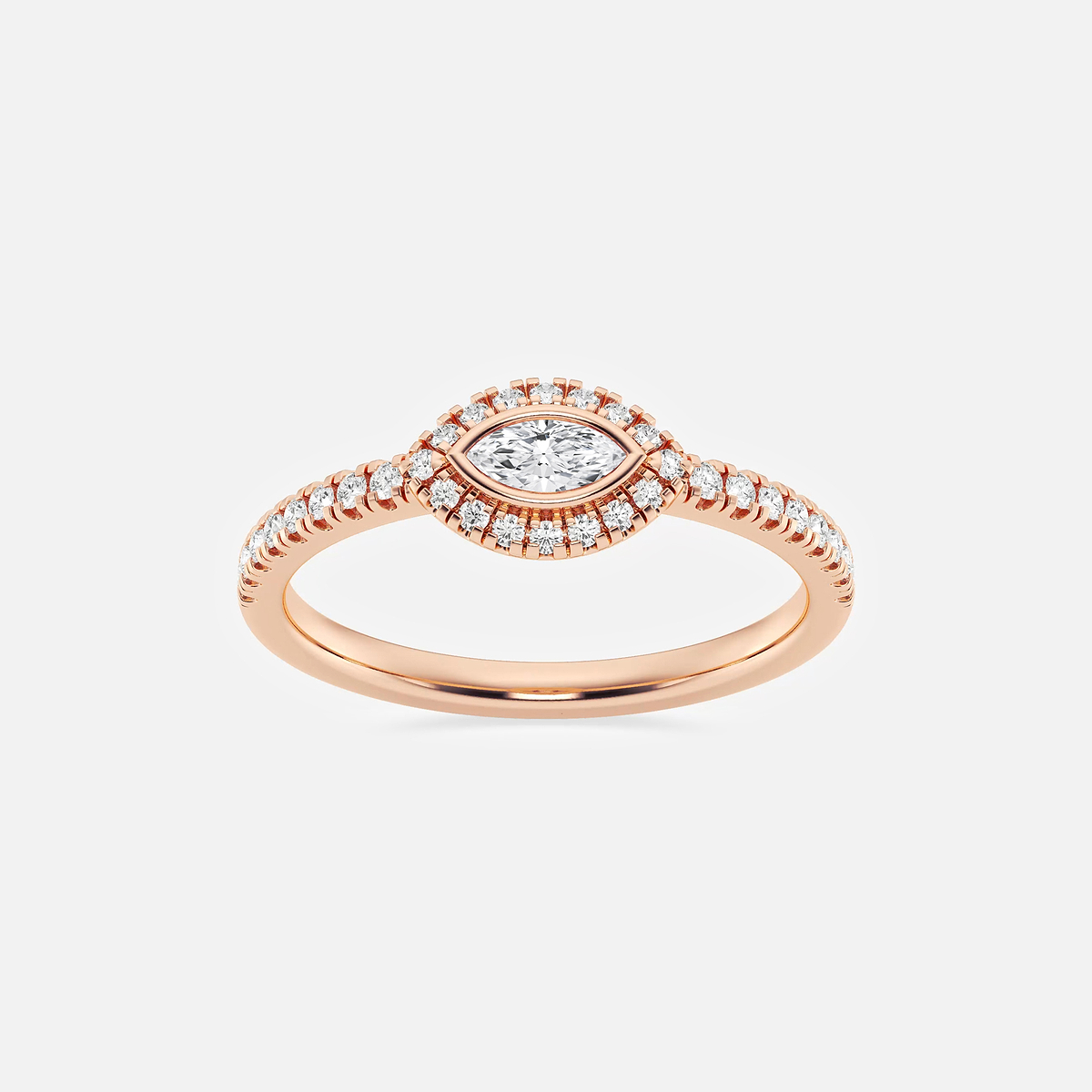 Whistle 1/3 ctw Marquise Lab Grown Diamond East West Halo Fashion