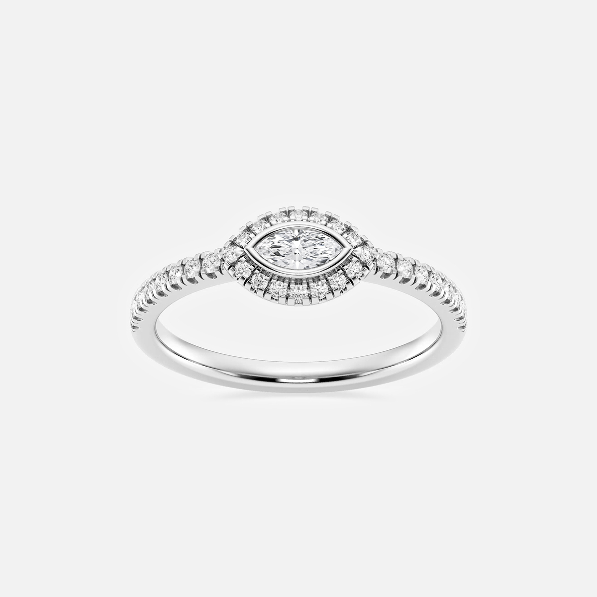 1/3 ctw Marquise Lab Grown Diamond East West Halo Ring