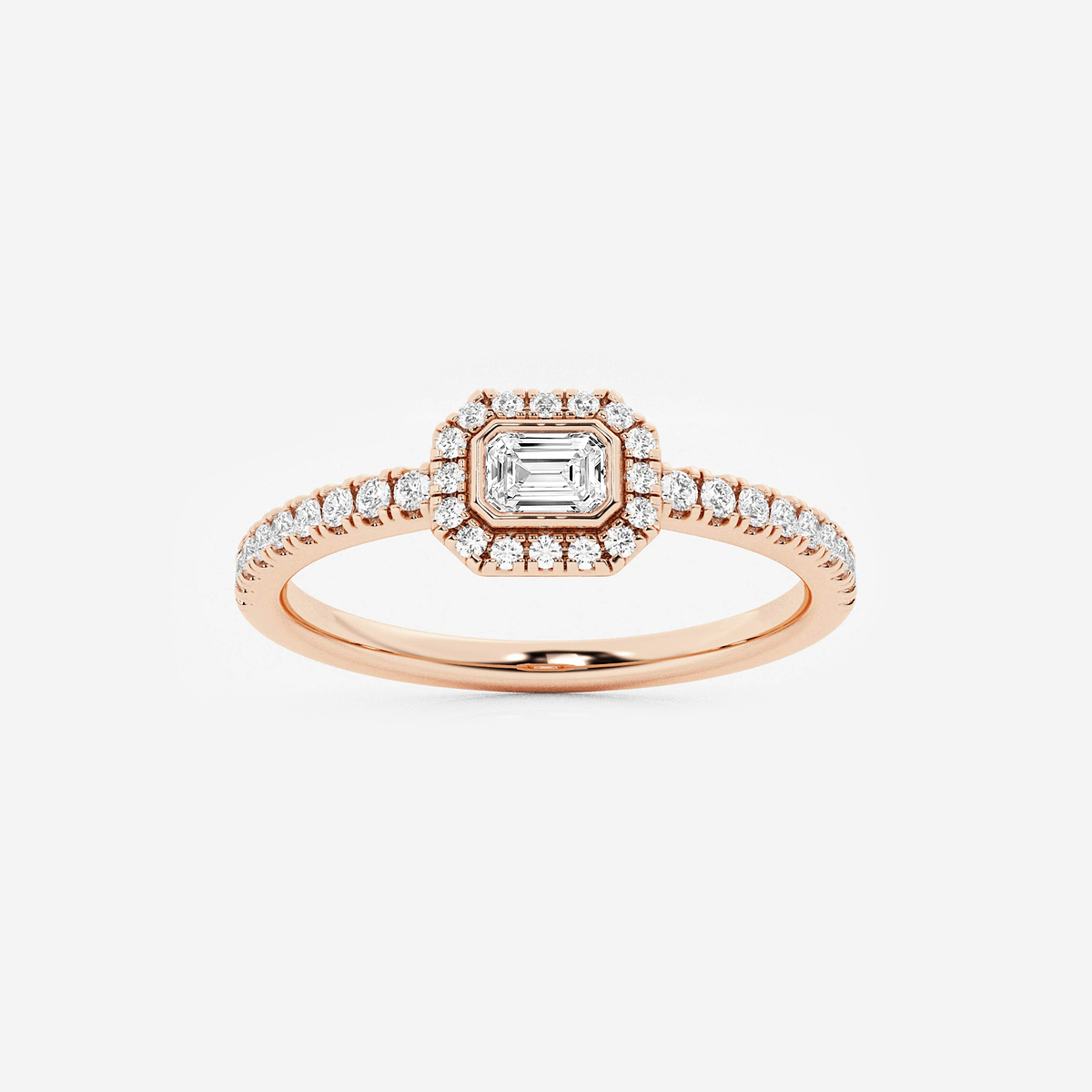 1/3 ctw Emerald Lab Grown Diamond Halo Ring