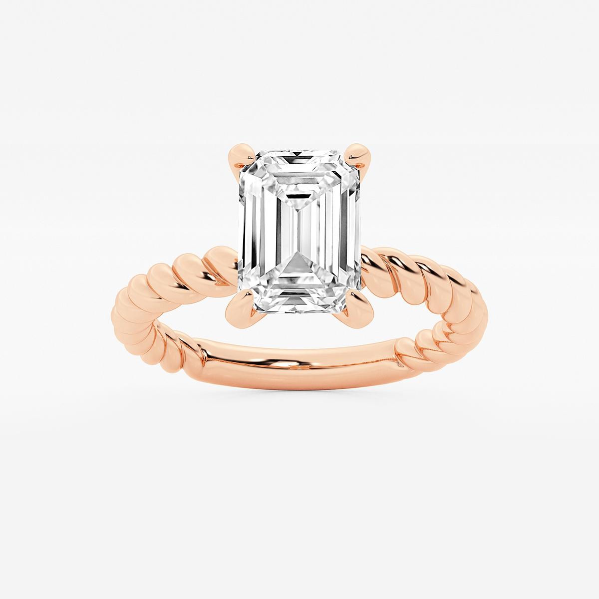 2 ctw Emerald Lab Grown Diamond Twist Solitaire Engagement Ring