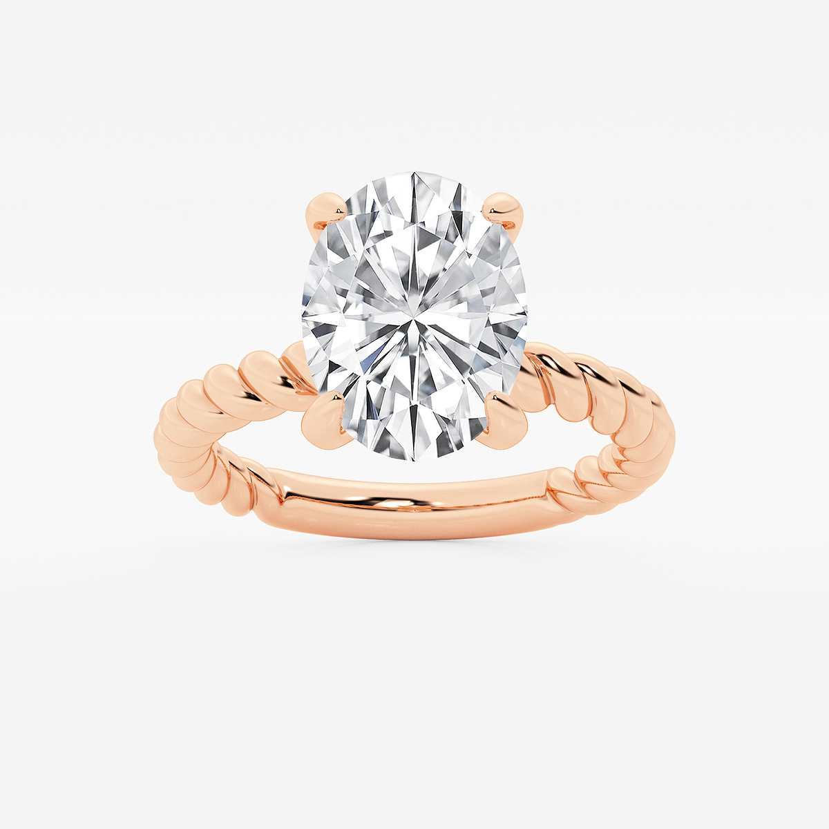 2 ctw Oval Lab Grown Diamond Twist Solitaire Engagement Ring