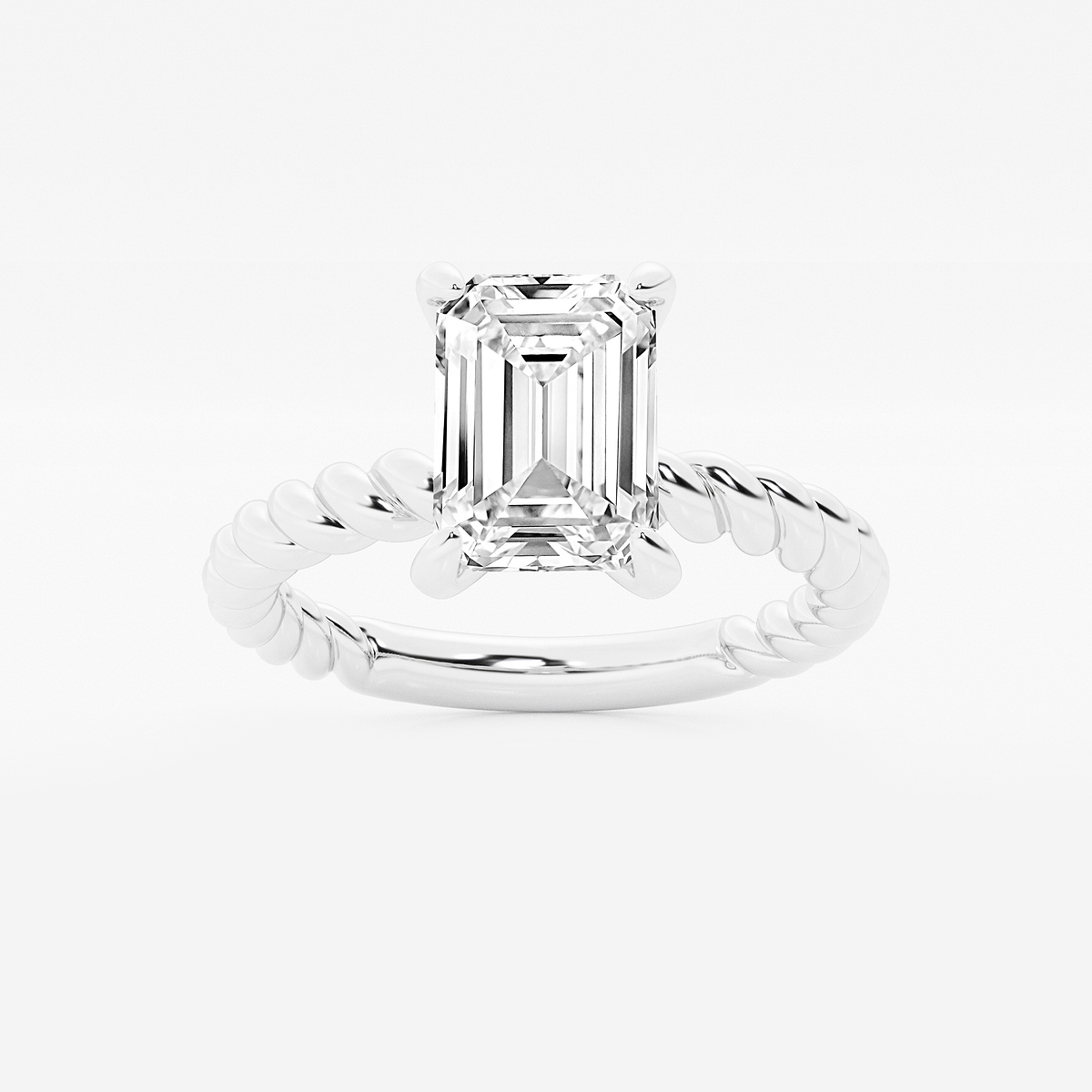 2 ctw Emerald Lab Grown Diamond Twist Solitaire Engagement Ring