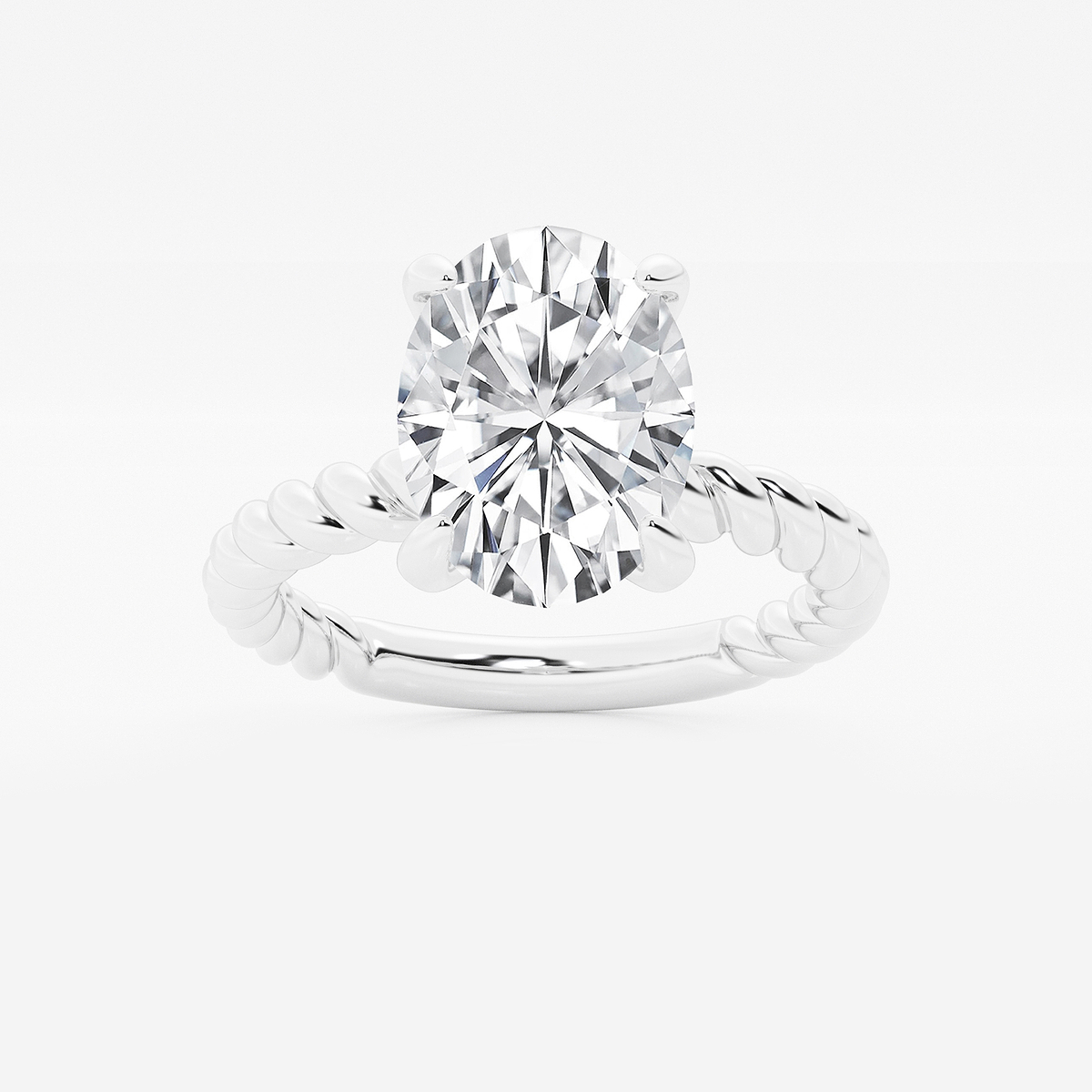 3 ctw Oval Lab Grown Diamond Twist Solitaire Engagement Ring