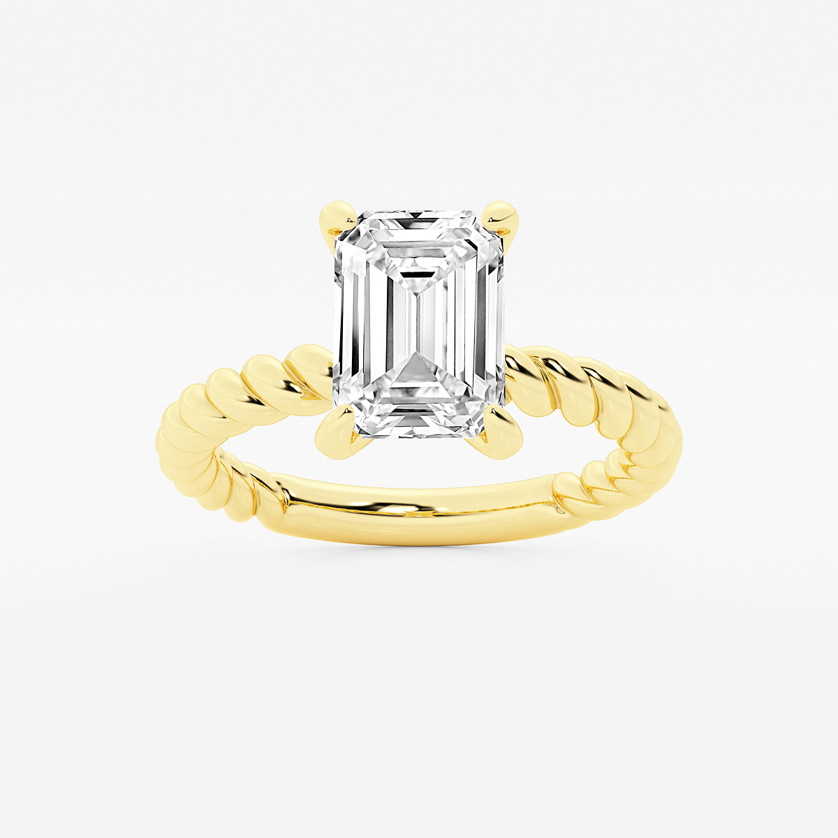 2 ctw Emerald Lab Grown Diamond Twist Solitaire Engagement Ring