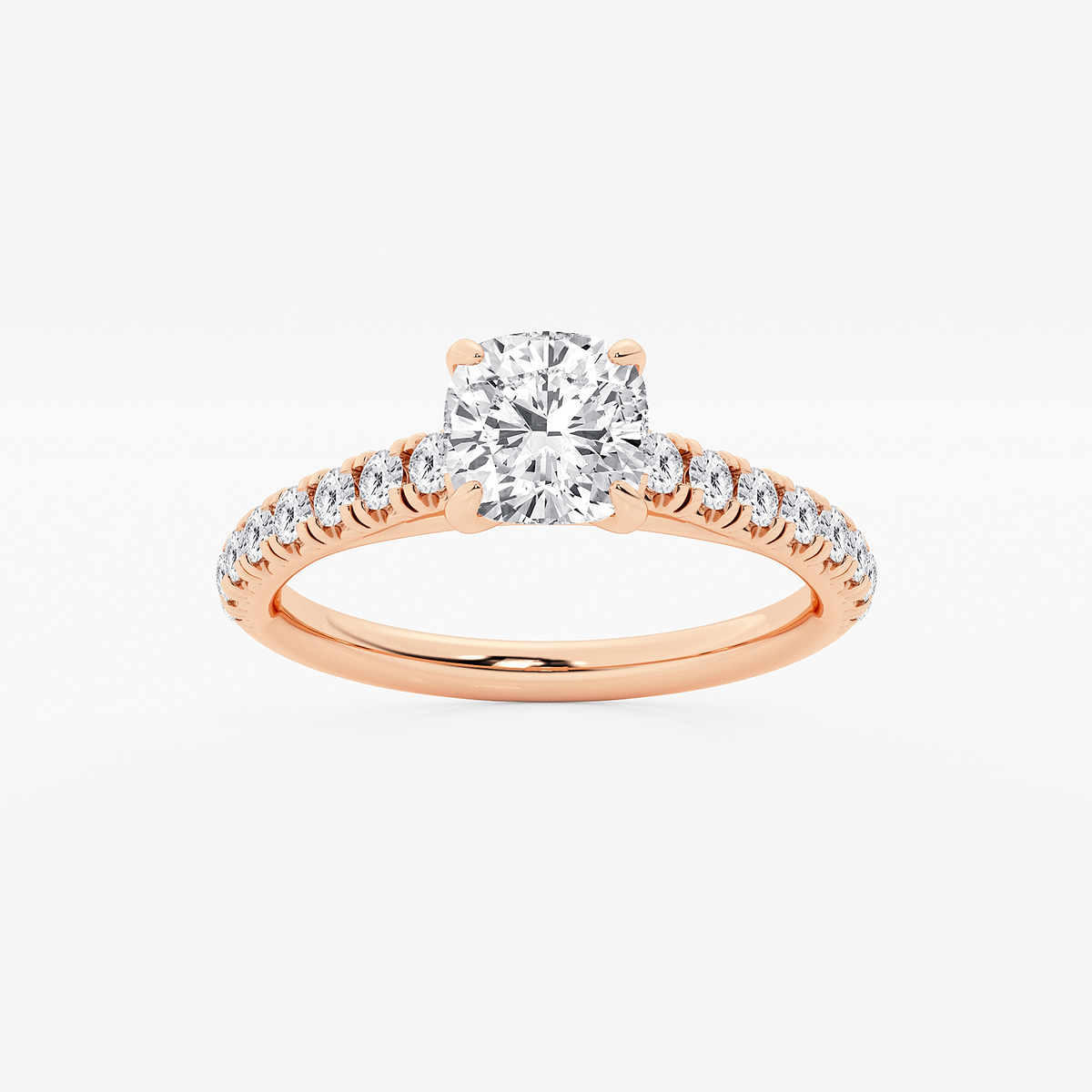 1 1/8 ctw Cushion Lab Grown Diamond French Pave Engagement Ring