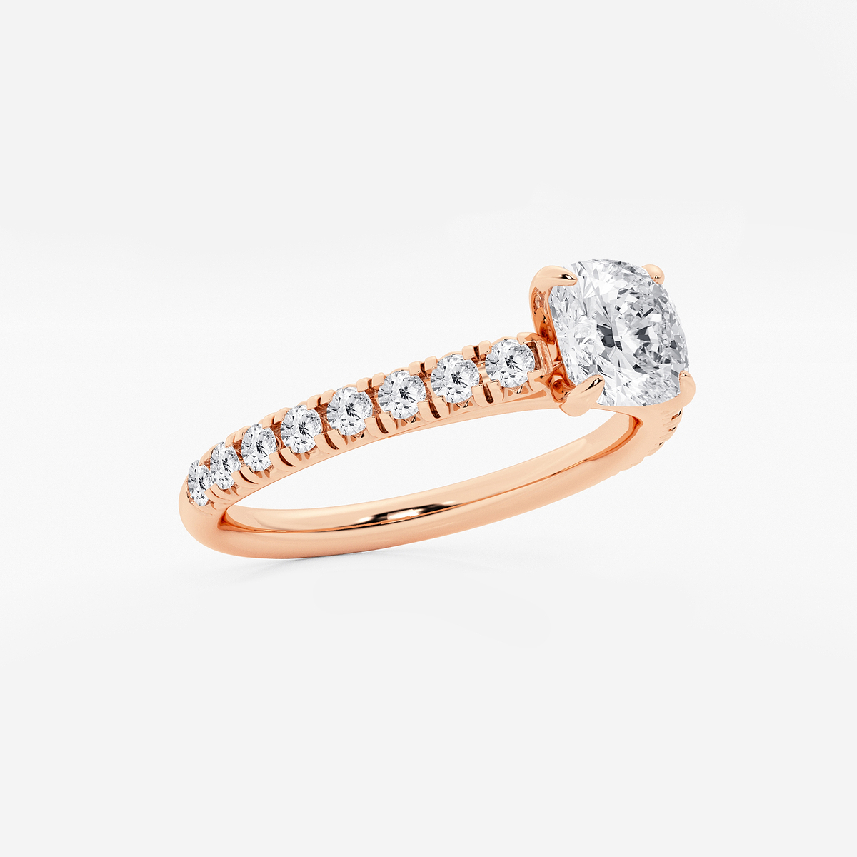 Additional Image 1 for  1 1/8 ctw Cushion Lab Grown Diamond French Pave Engagement Ring