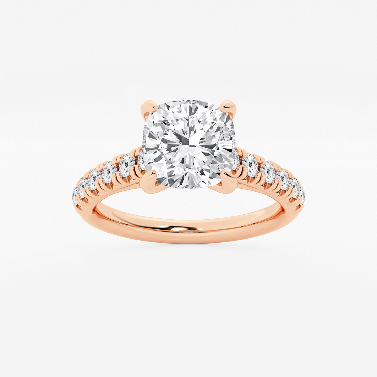 2 2/5 ctw Cushion Lab Grown Diamond French Pave Engagement Ring