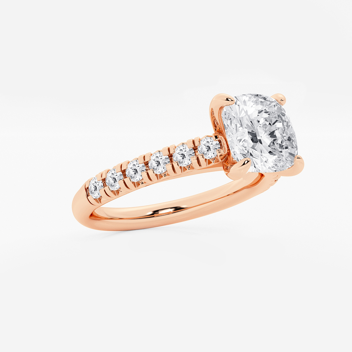 Additional Image 1 for  2 2/5 ctw Cushion Lab Grown Diamond French Pave Engagement Ring