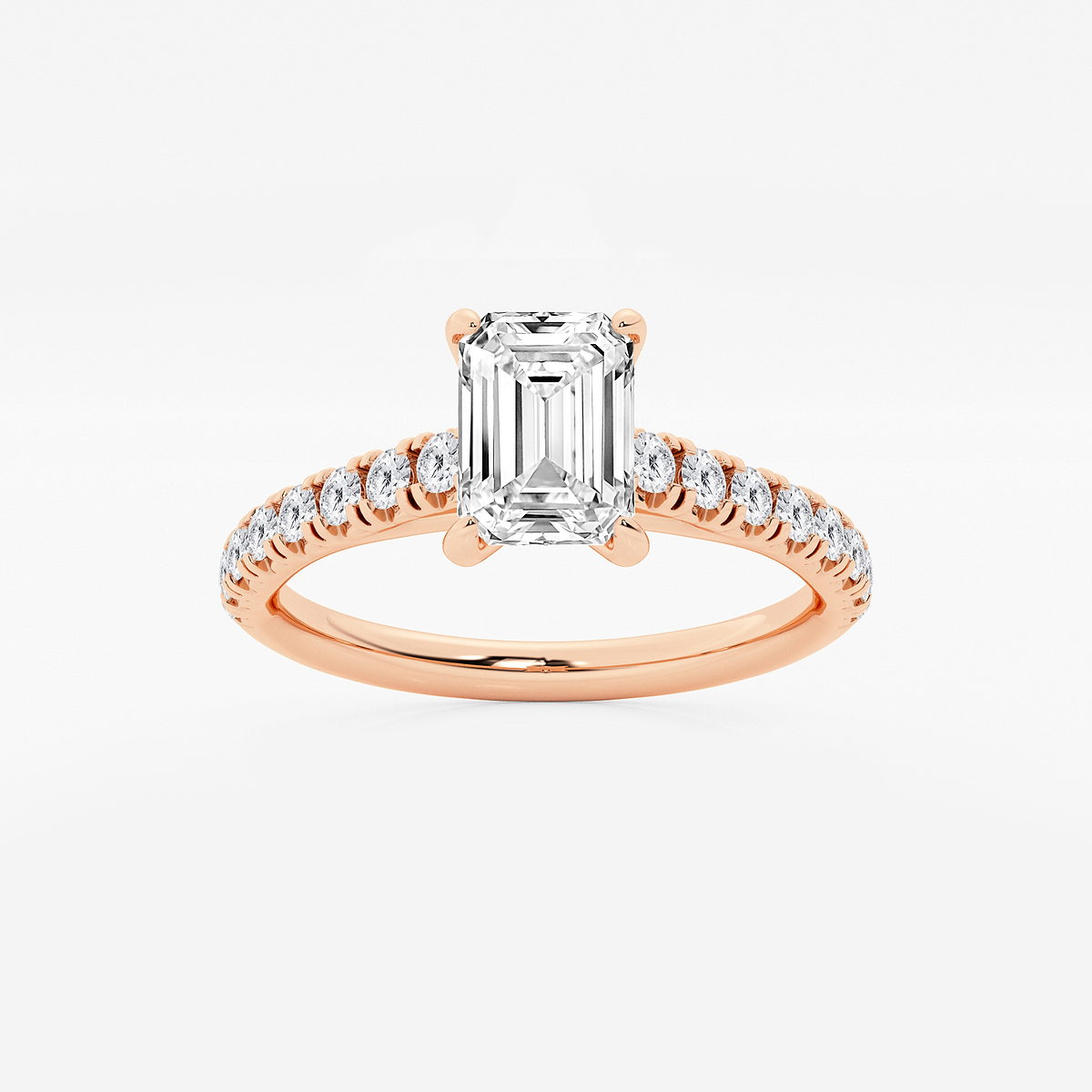 1 2/5 ctw Emerald Lab Grown Diamond French Pave Engagement Ring