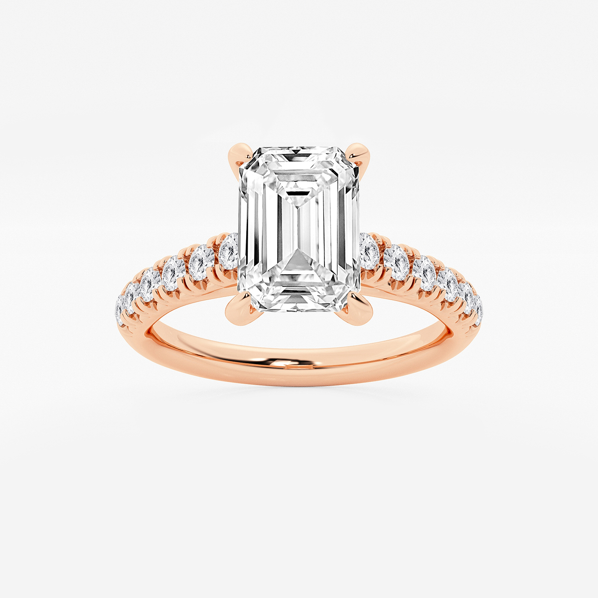2 2/5 ctw Emerald Lab Grown Diamond French Pave Engagement Ring