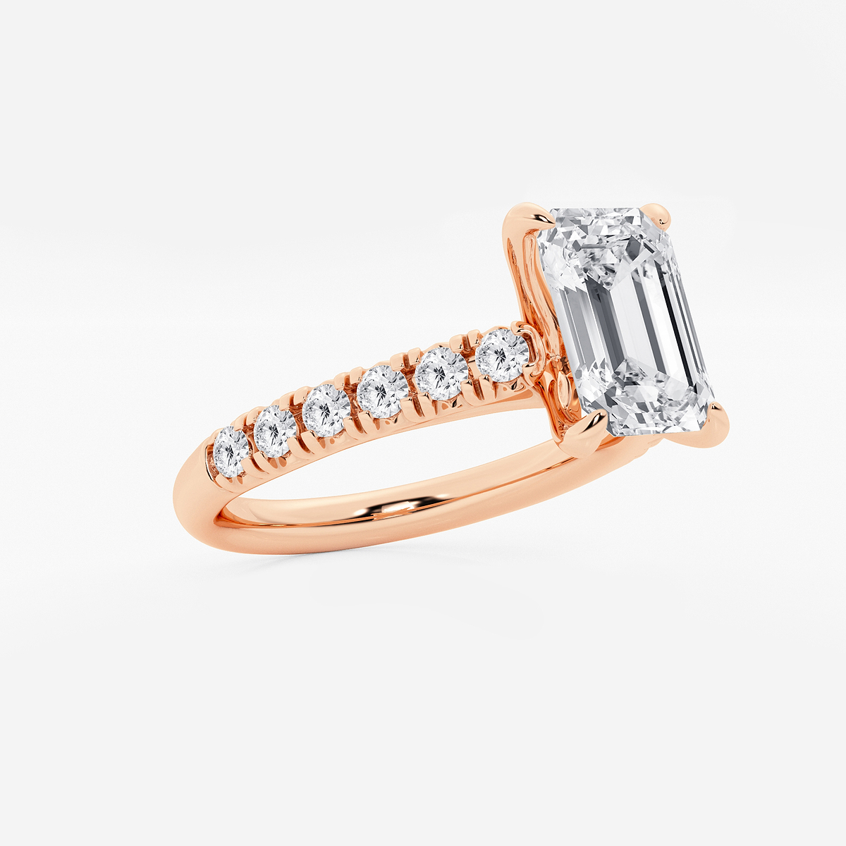 Additional Image 1 for  2 2/5 ctw Emerald Lab Grown Diamond French Pave Engagement Ring
