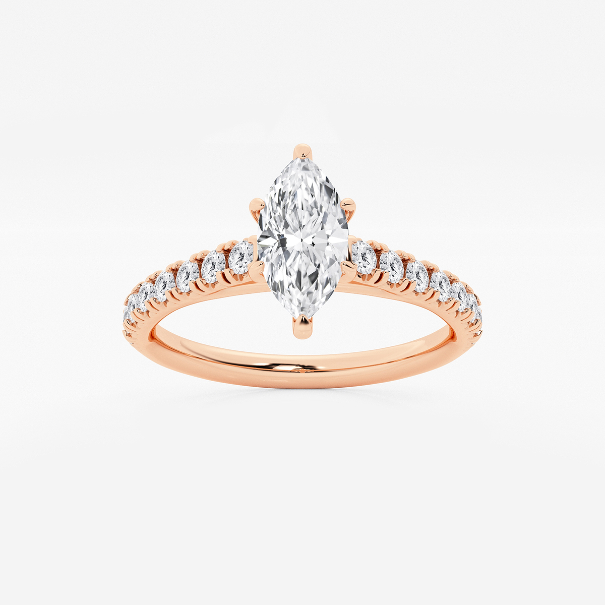 7/8 ctw Marquise Lab Grown Diamond French Pave Engagement Ring
