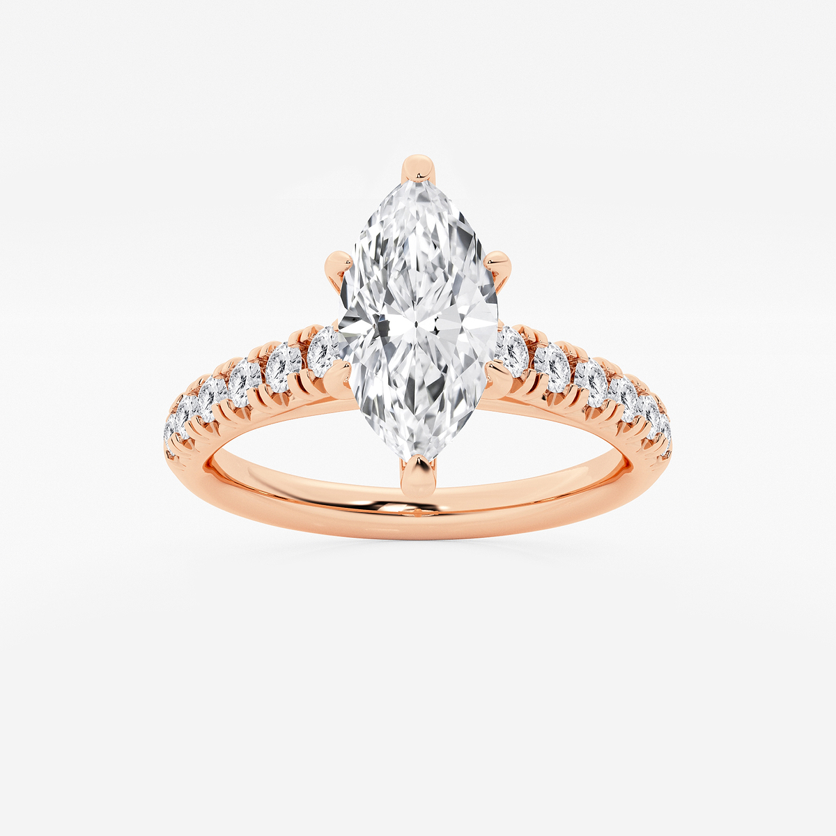 2 ctw Marquise Lab Grown Diamond French Pave Engagement Ring
