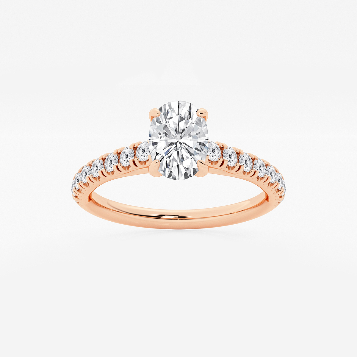 1 1/8 ctw Oval Lab Grown Diamond French Pave Engagement Ring