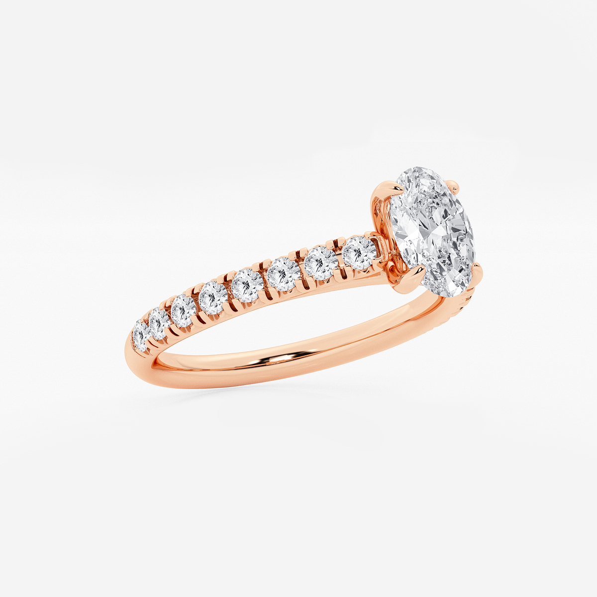 Additional Image 1 for  1 1/8 ctw Oval Lab Grown Diamond French Pave Engagement Ring
