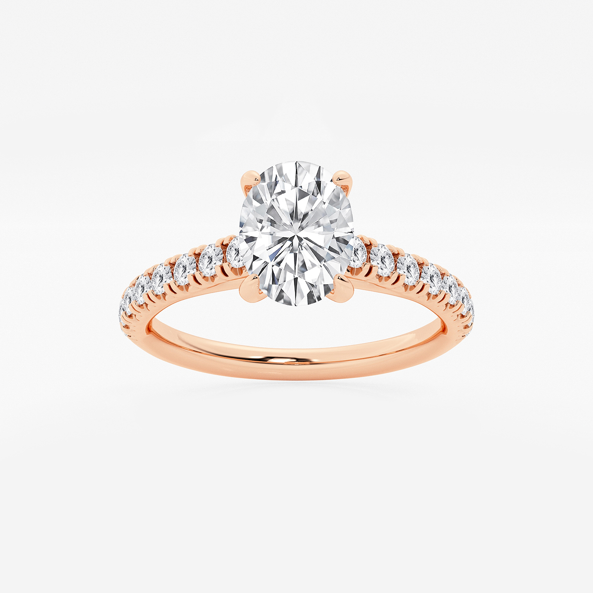 1 2/5 ctw Oval Lab Grown Diamond French Pave Engagement Ring