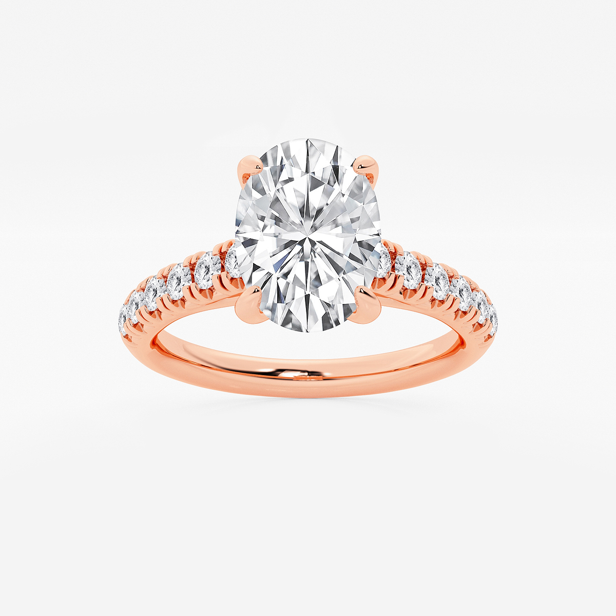 2 2/5 ctw Oval Lab Grown Diamond French Pave Engagement Ring