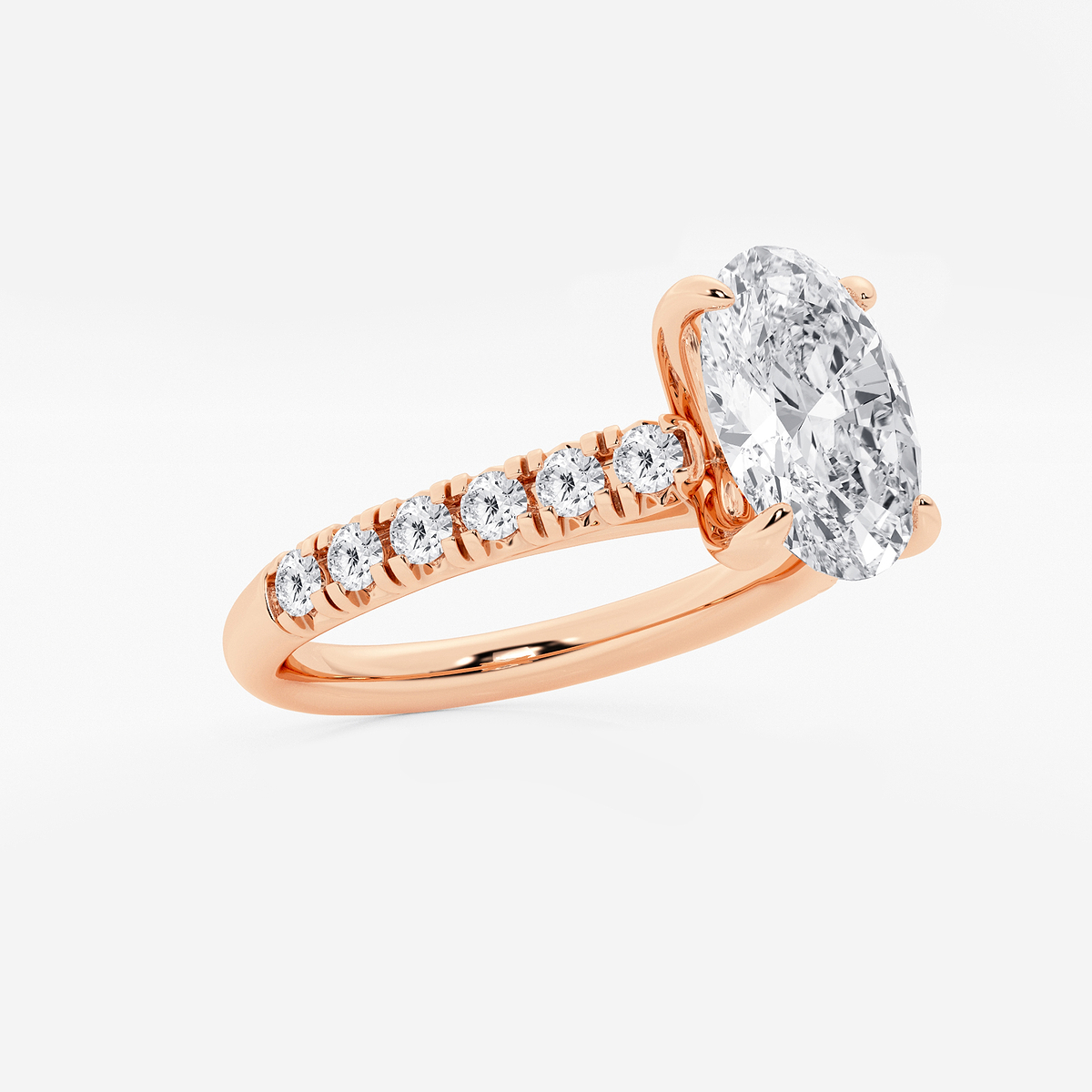 Additional Image 1 for  2 2/5 ctw Oval Lab Grown Diamond French Pave Engagement Ring