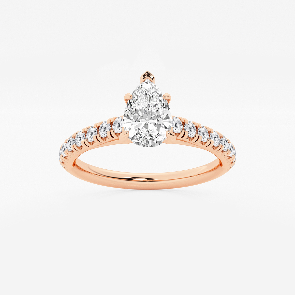 7/8 ctw Pear Lab Grown Diamond French Pave Engagement Ring