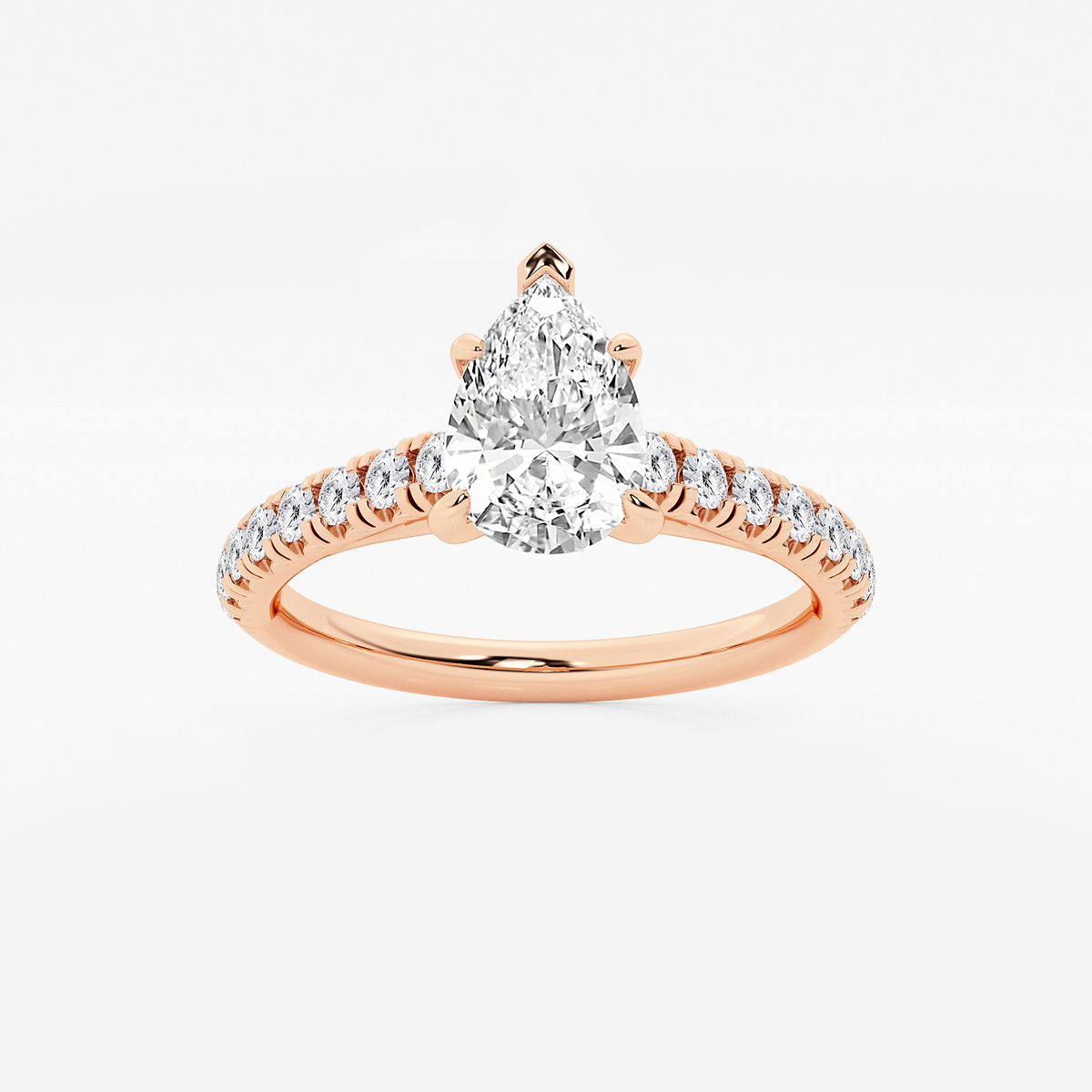 1 2/5 ctw Pear Lab Grown Diamond French Pave Engagement Ring
