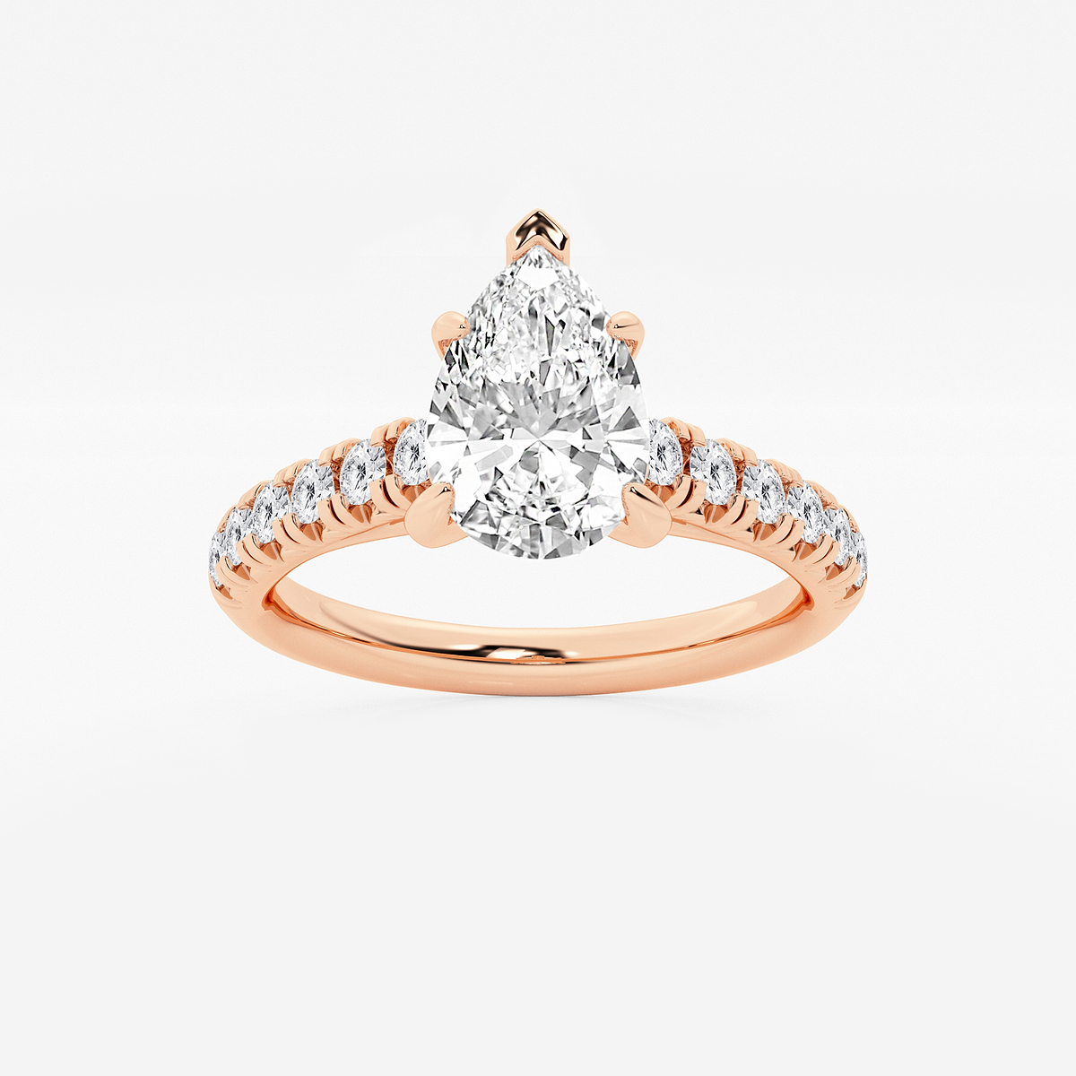 2 ctw Pear Lab Grown Diamond French Pave Engagement Ring