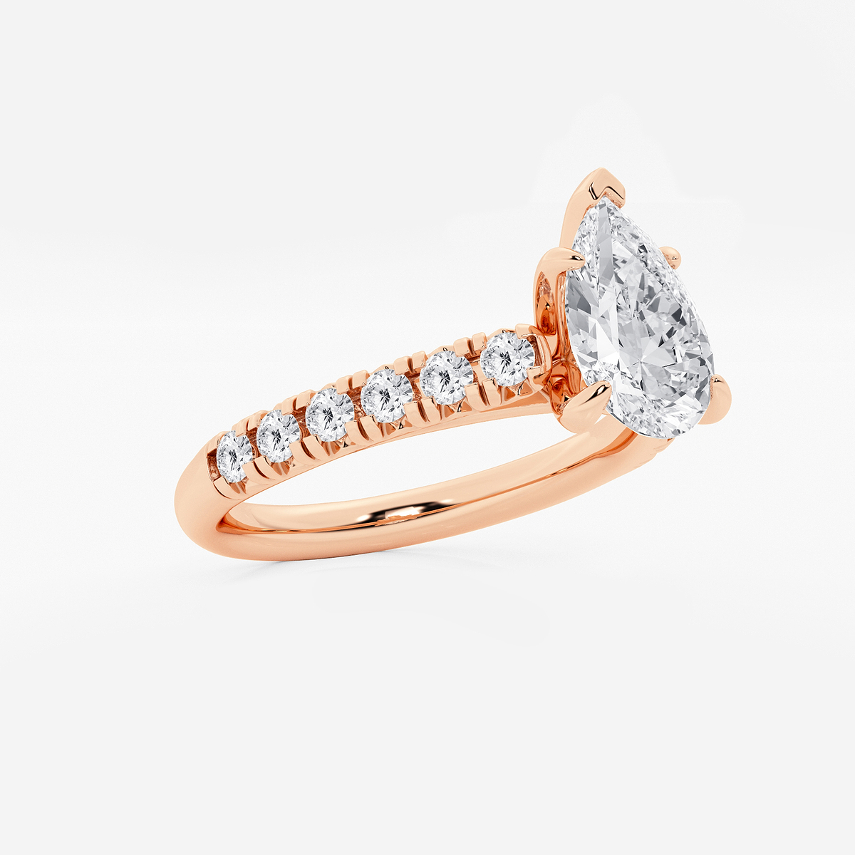 Additional Image 1 for  2 ctw Pear Lab Grown Diamond French Pave Engagement Ring
