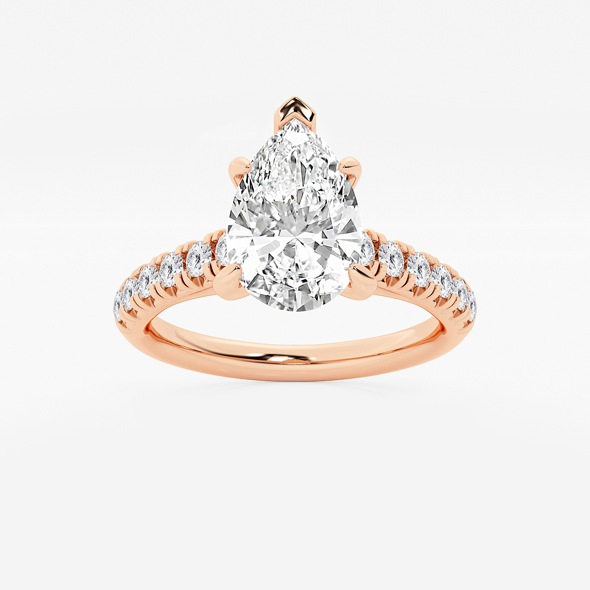 2 2/5 ctw Pear Lab Grown Diamond French Pave Engagement Ring