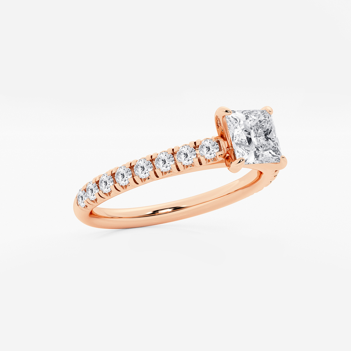 Additional Image 1 for  1 1/8 ctw Princess Lab Grown Diamond French Pave Engagement Ring