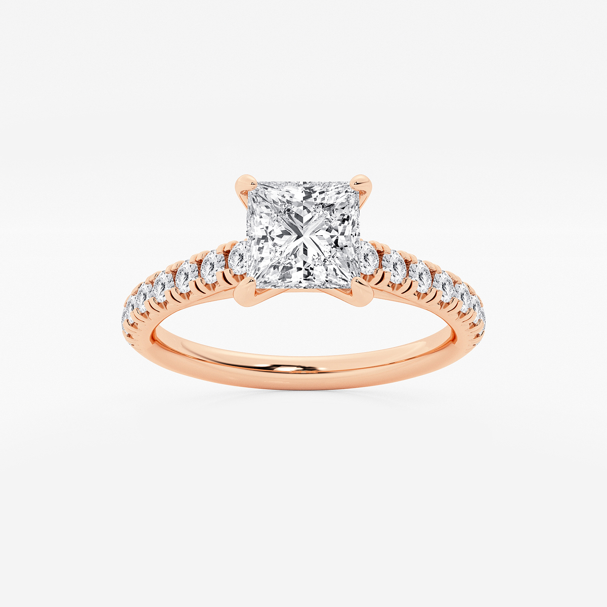 1 2/5 ctw Princess Lab Grown Diamond French Pave Engagement Ring