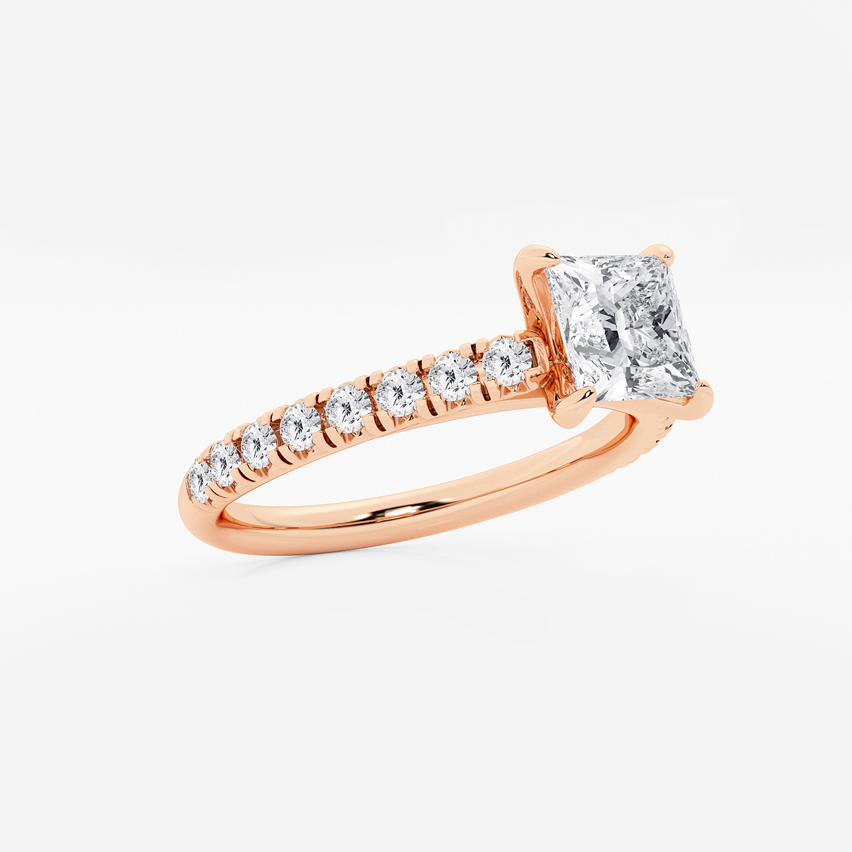 Additional Image 1 for  1 2/5 ctw Princess Lab Grown Diamond French Pave Engagement Ring
