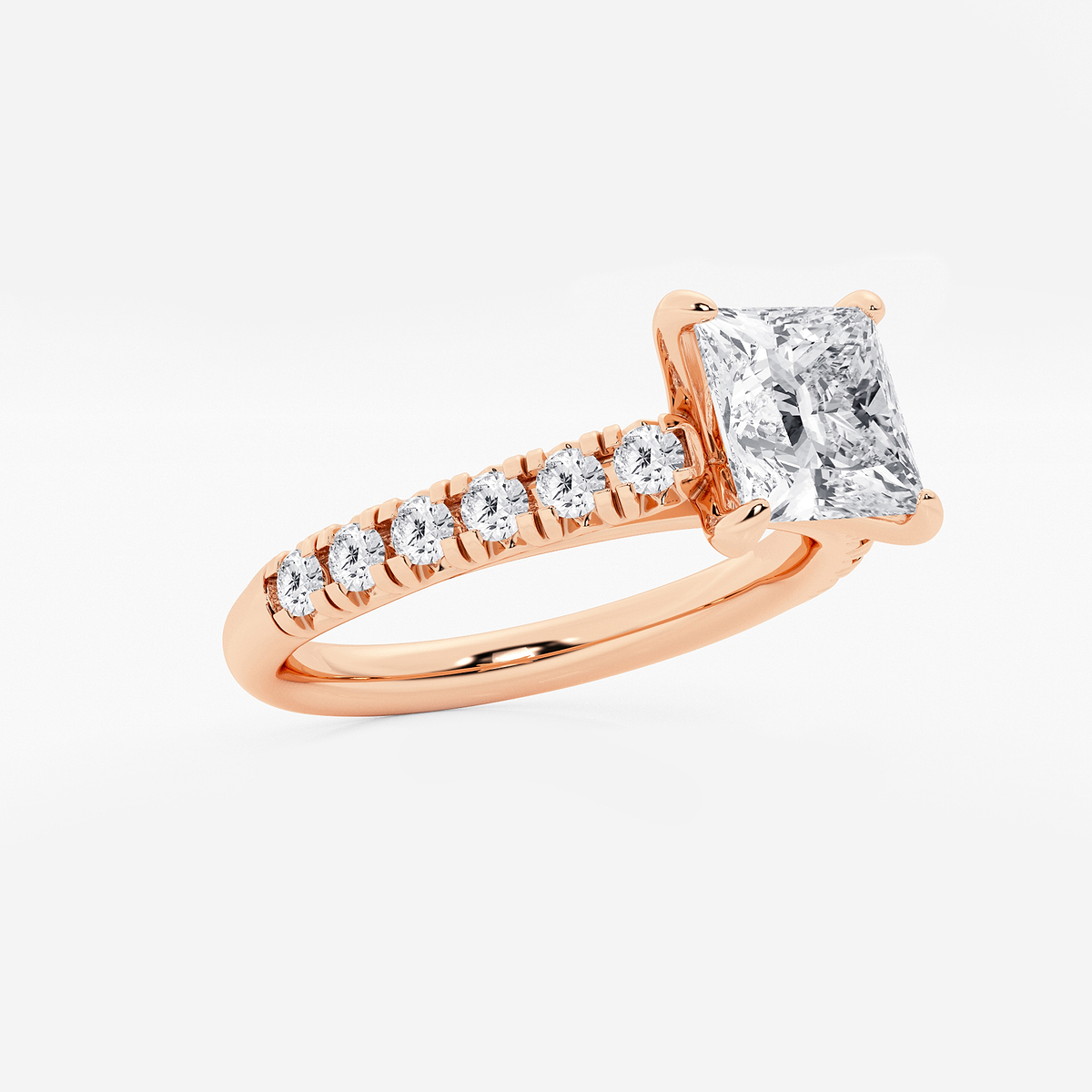 Additional Image 1 for  2 ctw Princess Lab Grown Diamond French Pave Engagement Ring