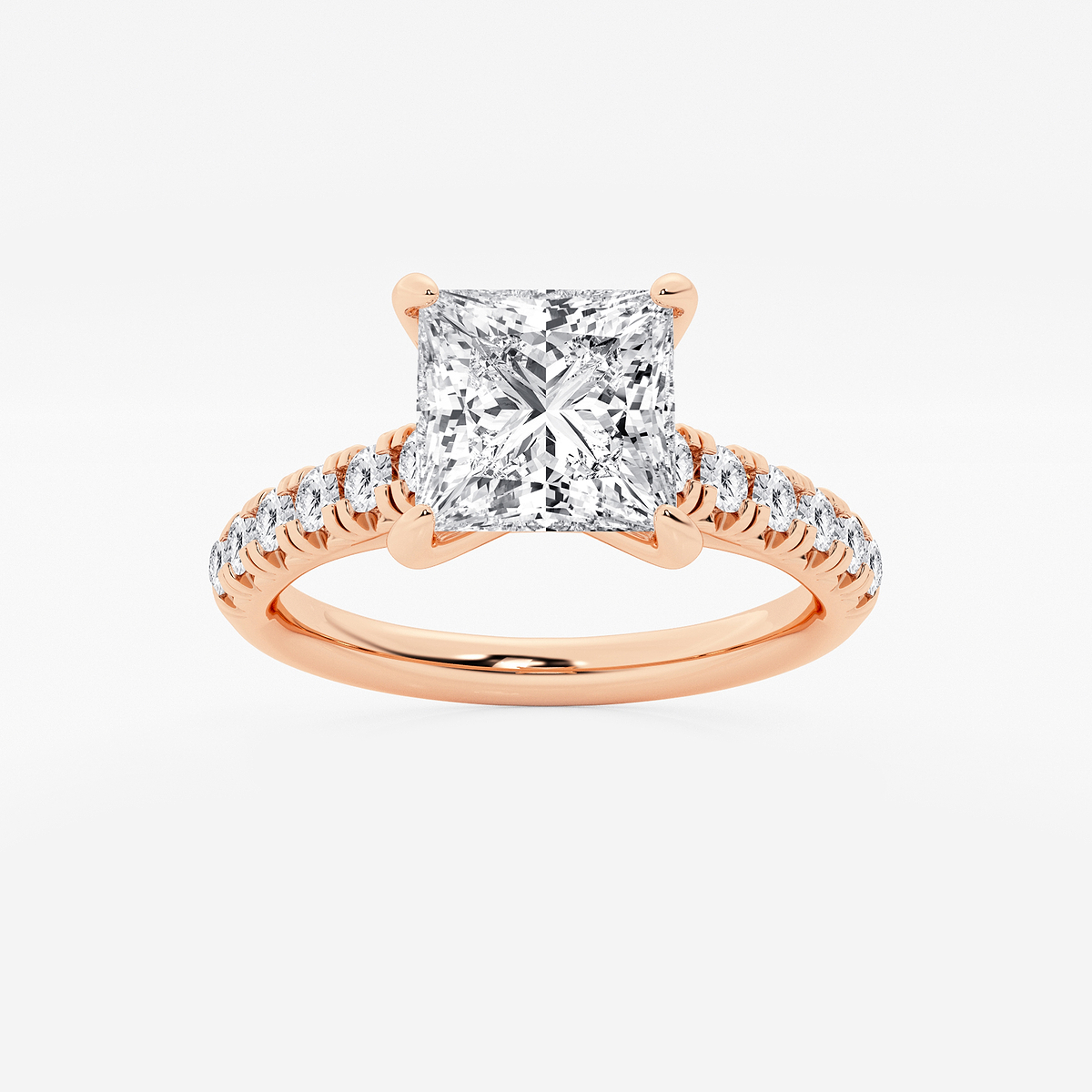 2 2/5 ctw Princess Lab Grown Diamond French Pave Engagement Ring