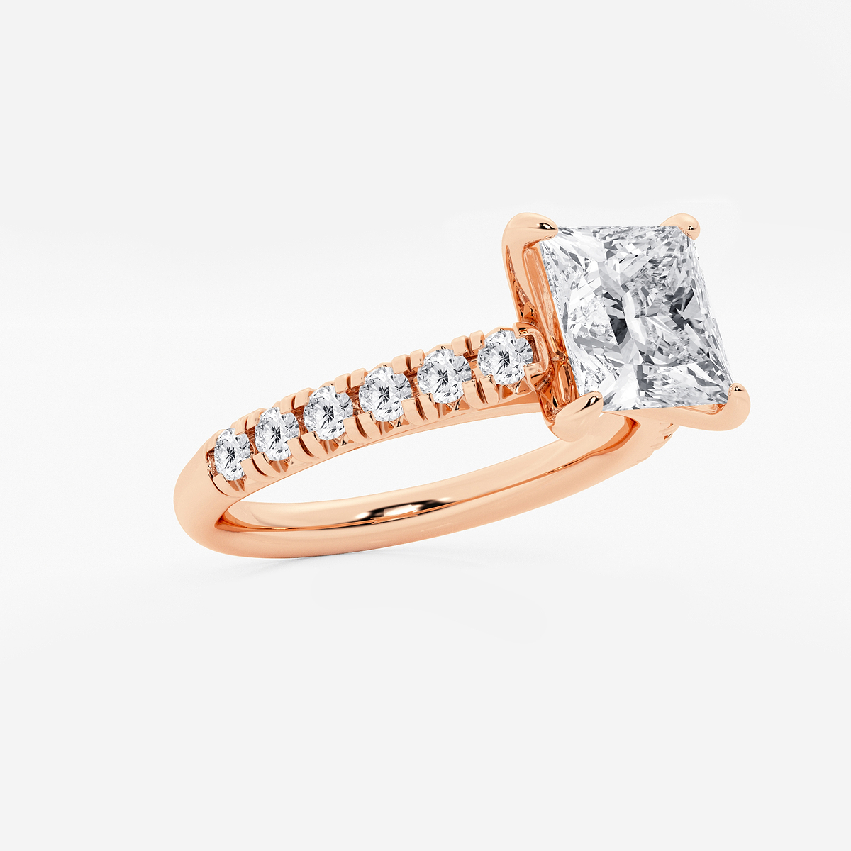 Additional Image 1 for  2 2/5 ctw Princess Lab Grown Diamond French Pave Engagement Ring