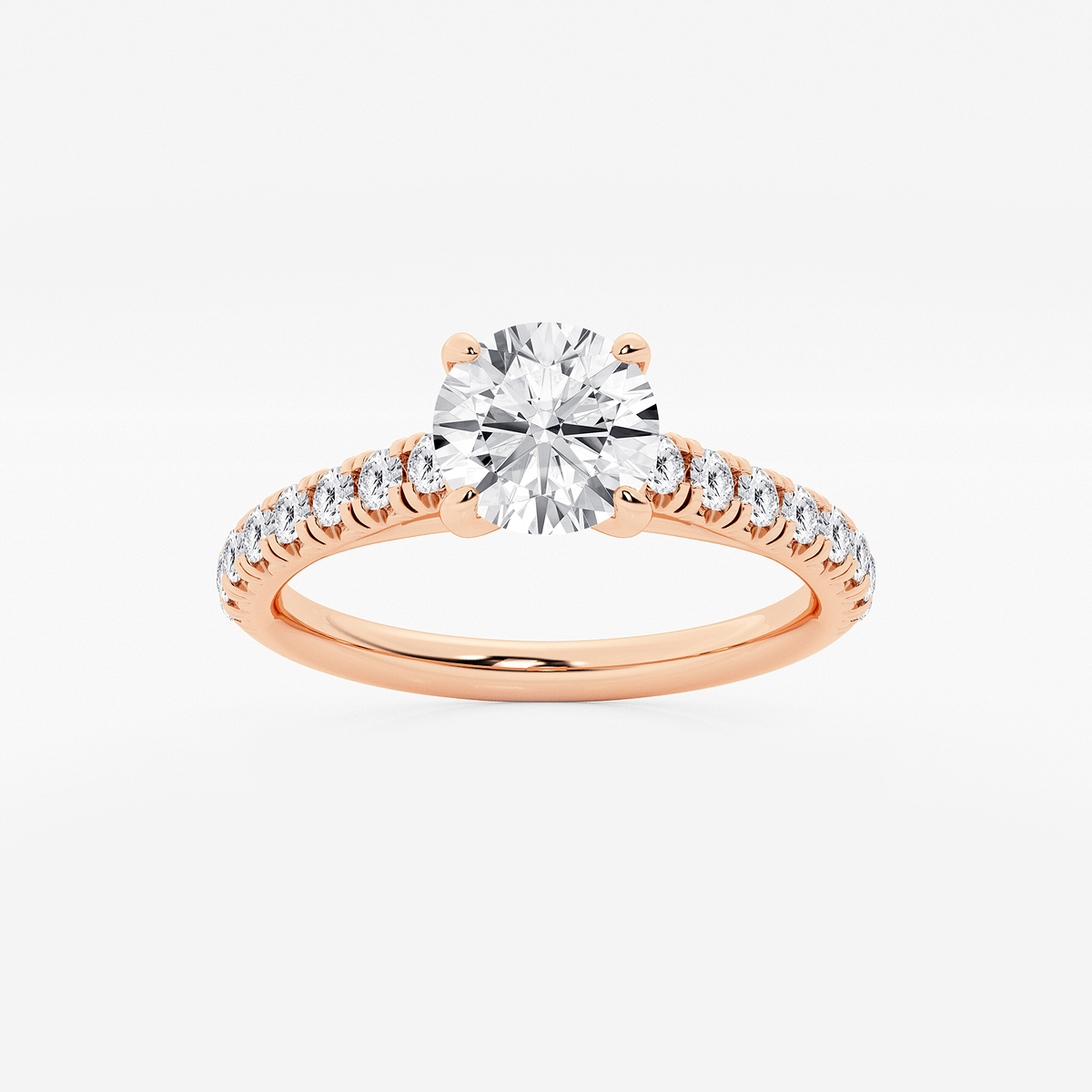 1 2/5 ctw Round Lab Grown Diamond French Pave Engagement Ring