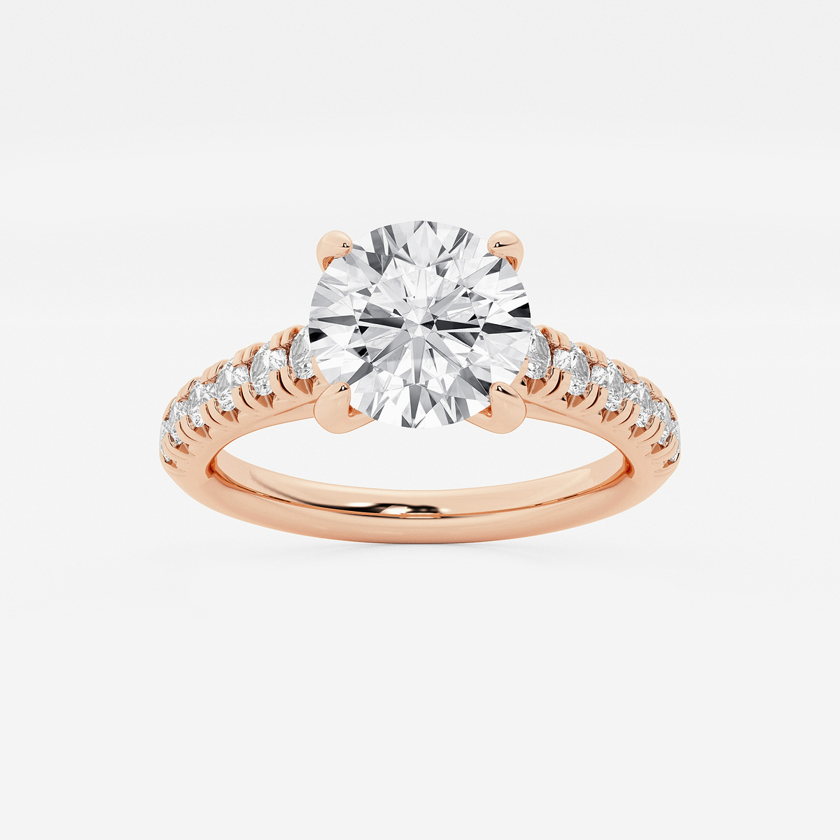 2 2/5 ctw Round Lab Grown Diamond French Pave Engagement Ring