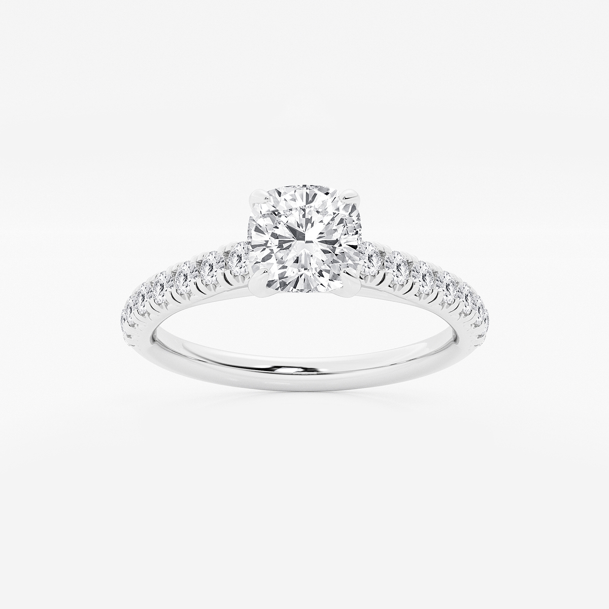 7/8 ctw Cushion Lab Grown Diamond French Pave Engagement Ring