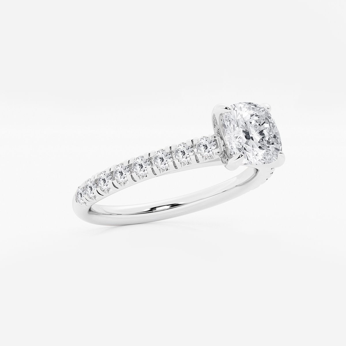 Additional Image 1 for  1 2/5 ctw Cushion Lab Grown Diamond French Pave Engagement Ring