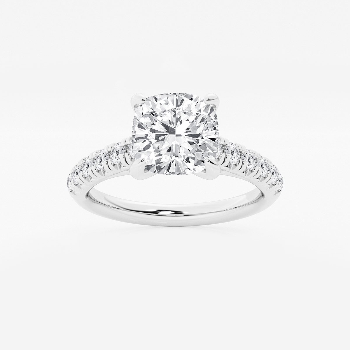 2 2/5 ctw Cushion Lab Grown Diamond French Pave Engagement Ring