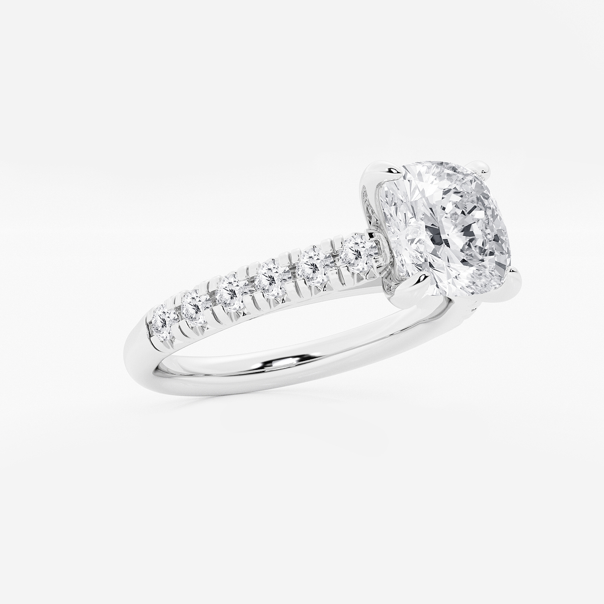Additional Image 1 for  2 2/5 ctw Cushion Lab Grown Diamond French Pave Engagement Ring