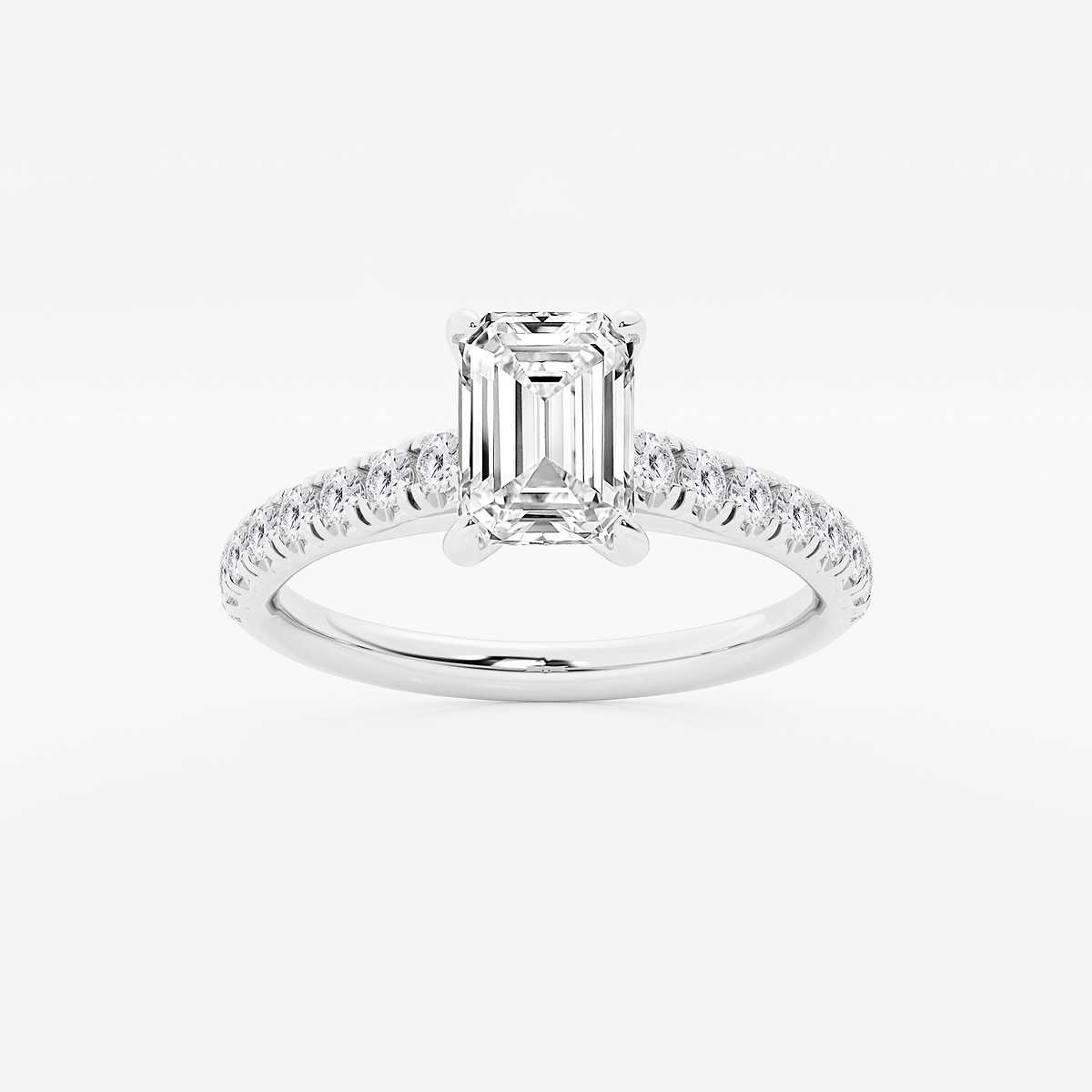 1 2/5 ctw Emerald Lab Grown Diamond French Pave Engagement Ring