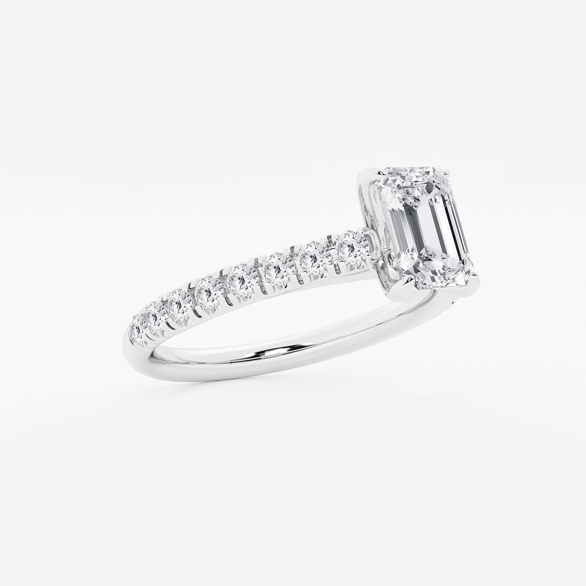 Additional Image 1 for  1 2/5 ctw Emerald Lab Grown Diamond French Pave Engagement Ring